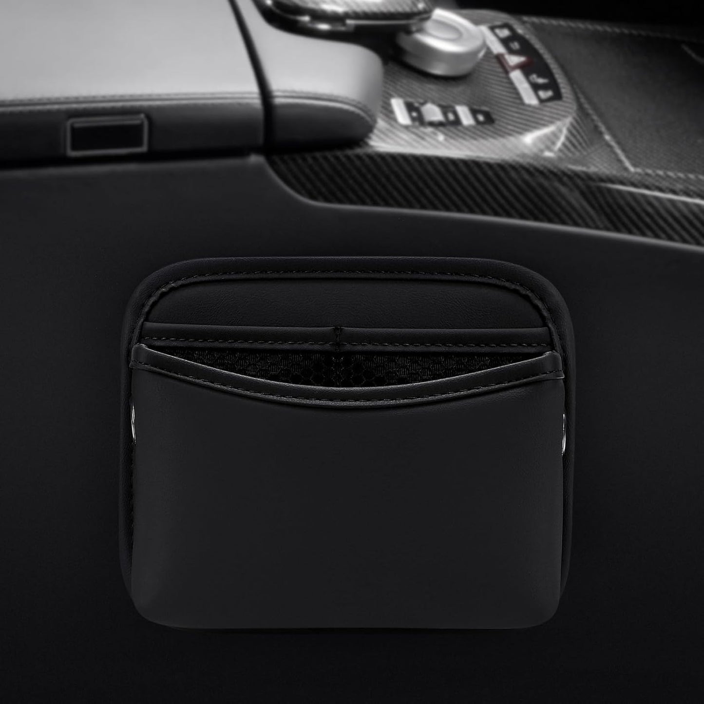 Car Seat Side Pocket Organizer, PU Leather Pouch Bag for Car Seat, Door, Window, Console, Registration Wallet Cards Trash Phone Sunglasses Holder Pocket for Auto