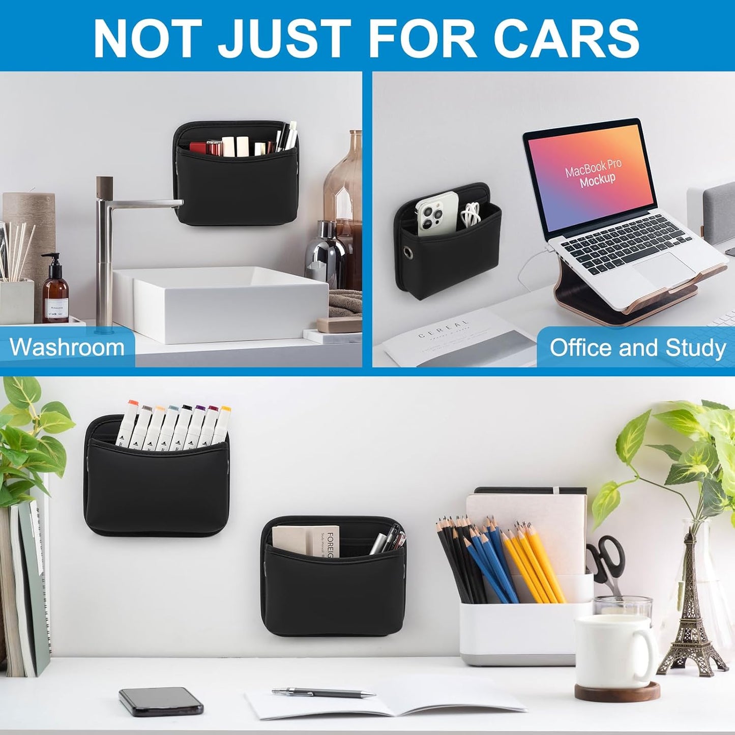 Car Seat Side Pocket Organizer, PU Leather Pouch Bag for Car Seat, Door, Window, Console, Registration Wallet Cards Trash Phone Sunglasses Holder Pocket for Auto