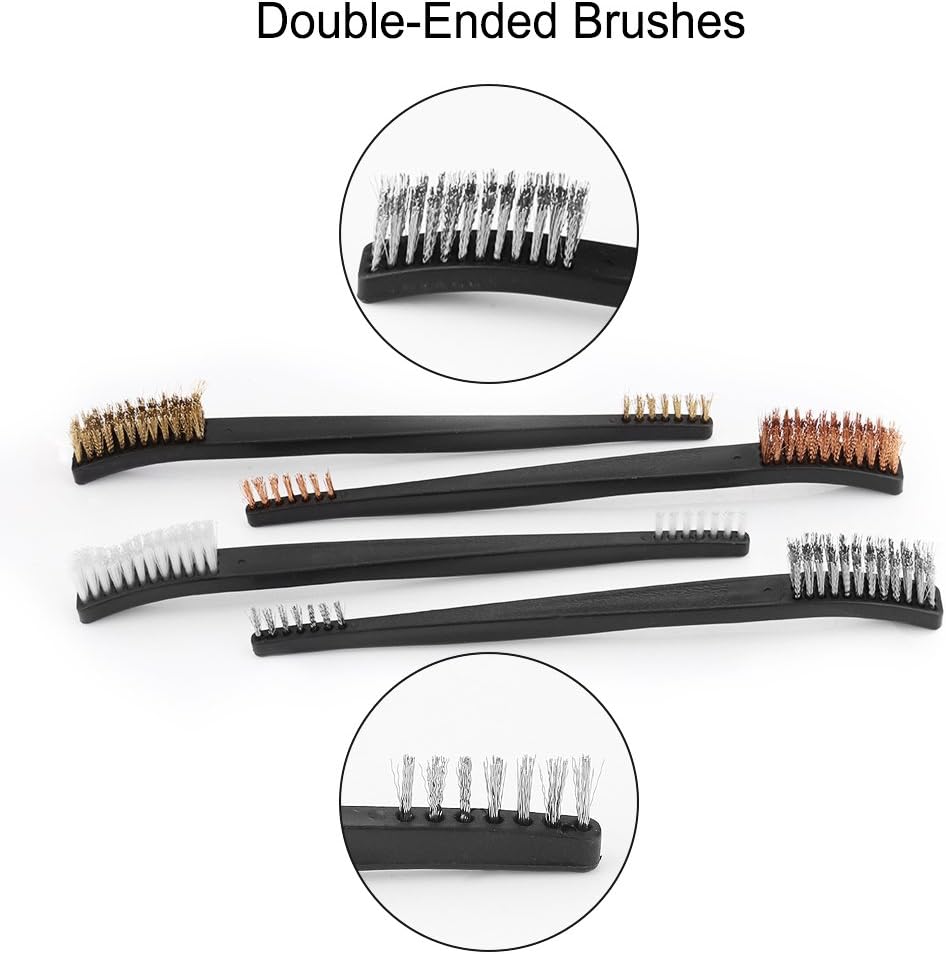Gun Cleaning Kit, Universal Gun Cleaner Tools Set Including Double-Ended Brass Steel Nylon Gun Cleaning Brushes & Gun Cleaning Picks