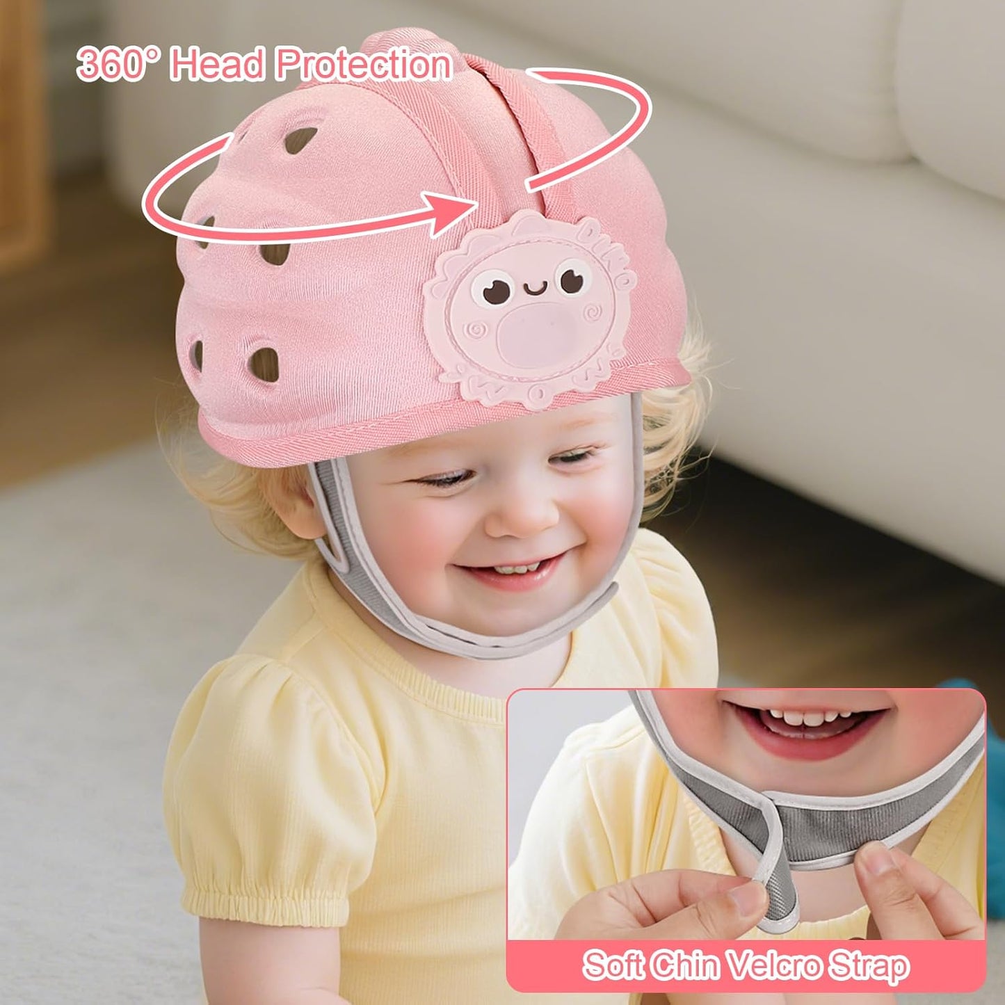 Baby Head Protector Helmet for Crawling and Walking, Toddler Safety Helmet Cute Infant Headguard Soft Cushion, Breathable Kids Protective Caps for Girls 6–24 Months, Ultra-Lightweight