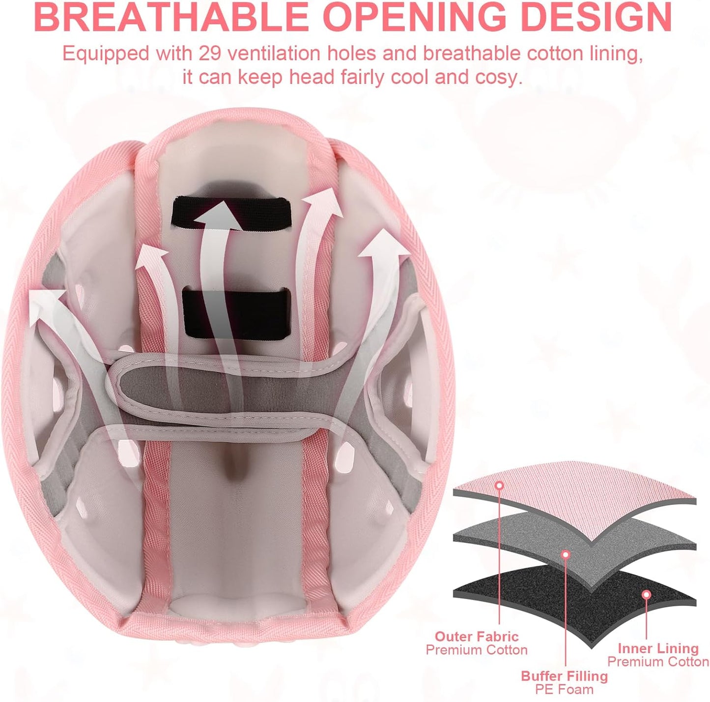 Baby Head Protector Helmet for Crawling and Walking, Toddler Safety Helmet Cute Infant Headguard Soft Cushion, Breathable Kids Protective Caps for Girls 6–24 Months, Ultra-Lightweight