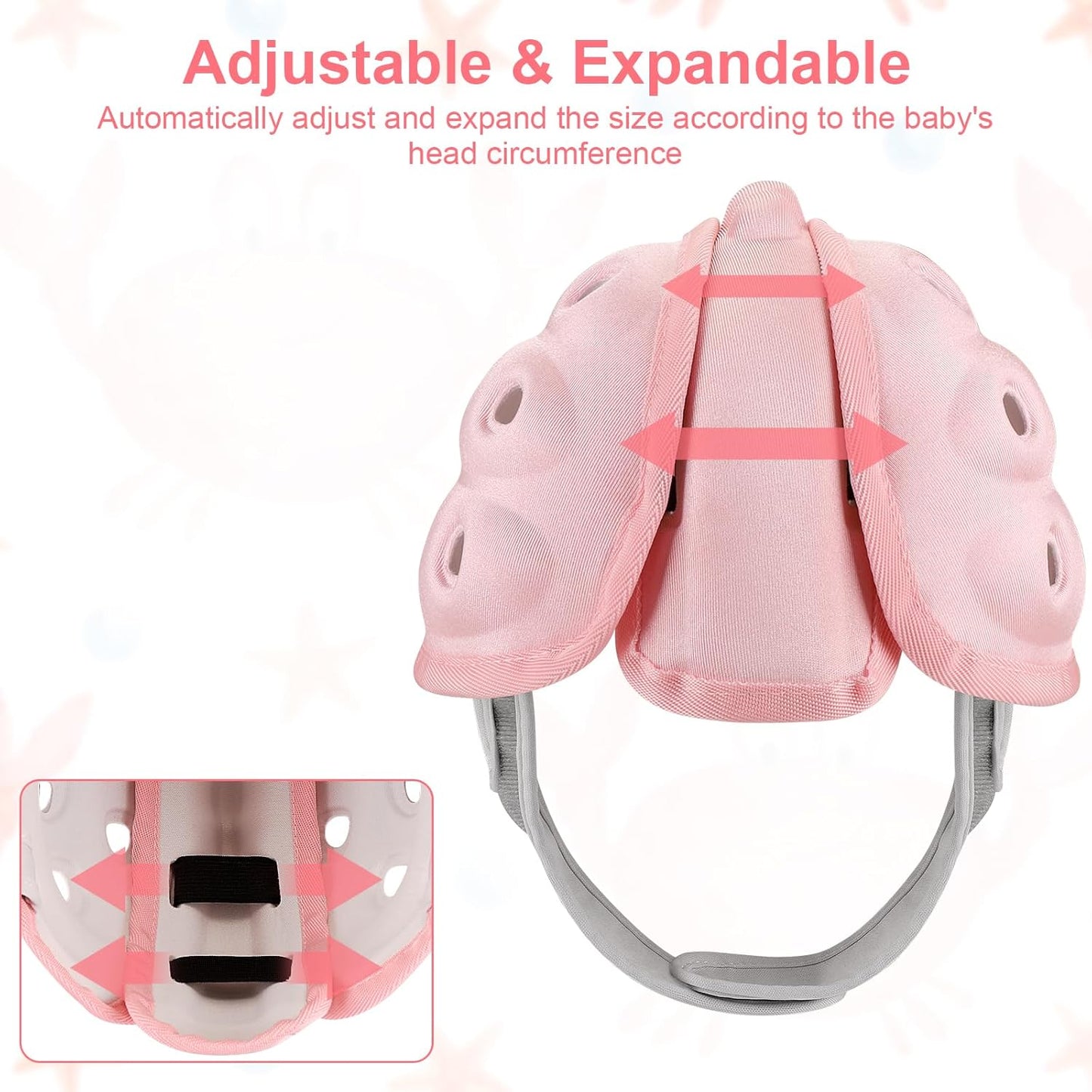 Baby Head Protector Helmet for Crawling and Walking, Toddler Safety Helmet Cute Infant Headguard Soft Cushion, Breathable Kids Protective Caps for Girls 6–24 Months, Ultra-Lightweight