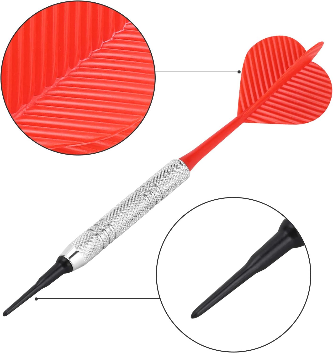 12 Pack Soft Tip Darts, Bar Dart, Plastic Tip Darts Set, Attach Extra 100 Black 2BA Replacement Tips, Soft Tip Darts for Electronic/Plastic Dartboard
