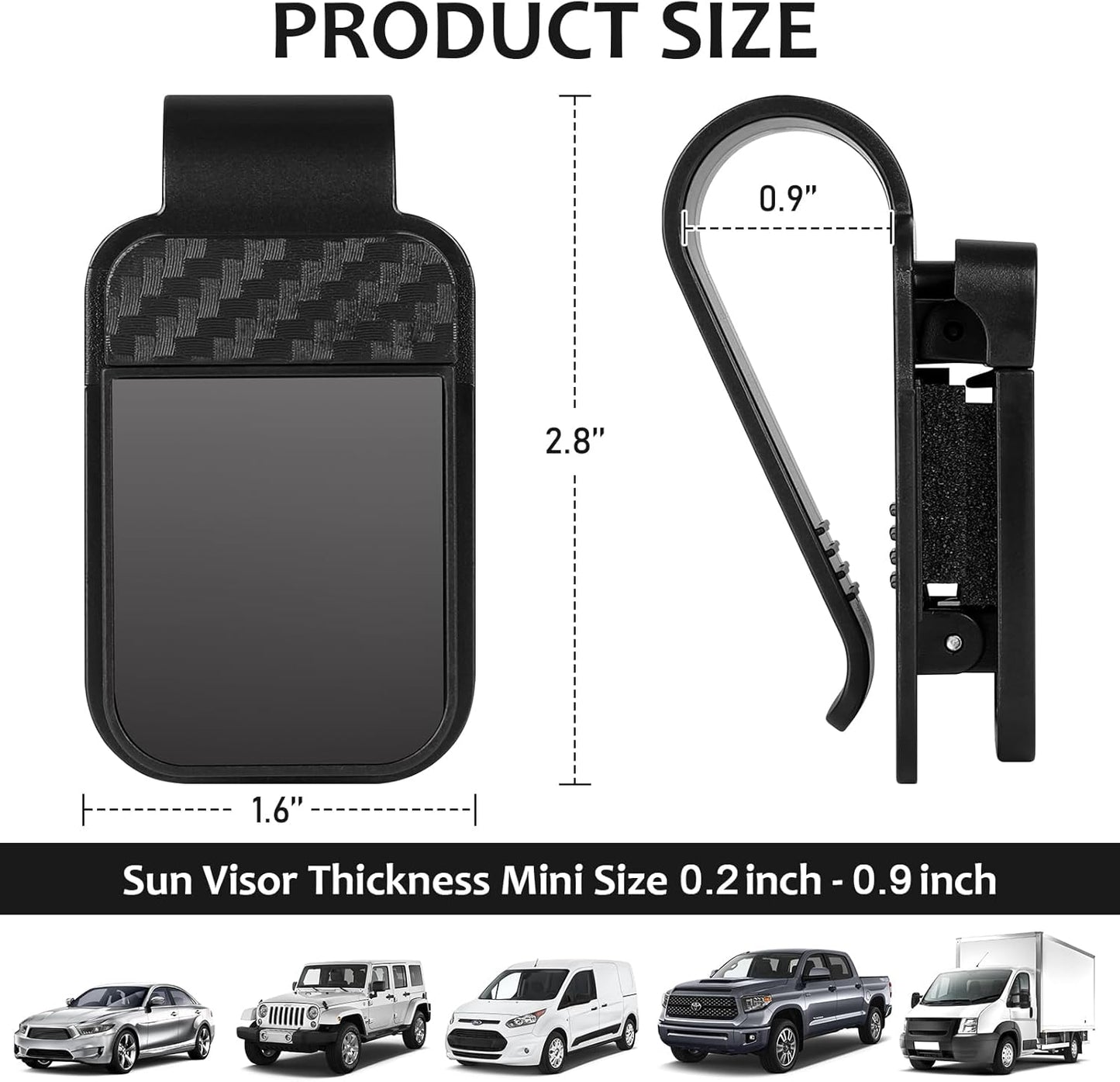 Sunglasses Holder for Car Sun Visor, 2 Black Visor Sunglass Holder Clip, Sunglass Holder Car, One-Handed-Operation Eyeglasses Hanger Mount, Universal Glasses Clip, Car Accessories for SUV Truck