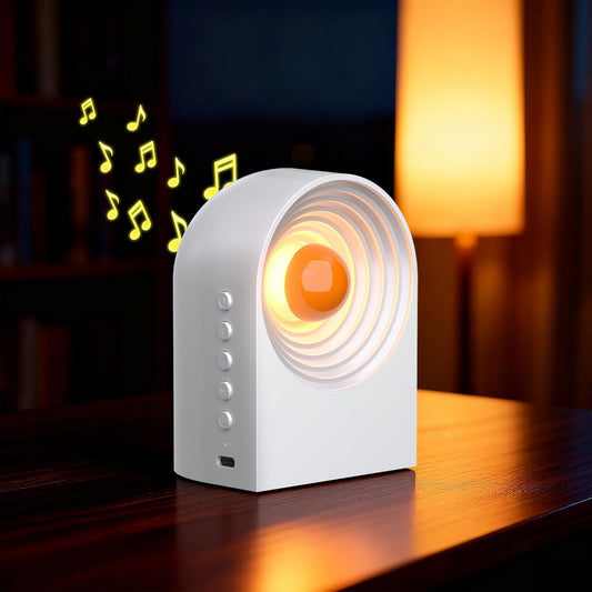 White Noise Sound Machine with Bluetooth Functionality, Night Light, Portable Bluetooth Speaker with Noise Canceling for Office & Sleeping, Meditation, Gathering (White)