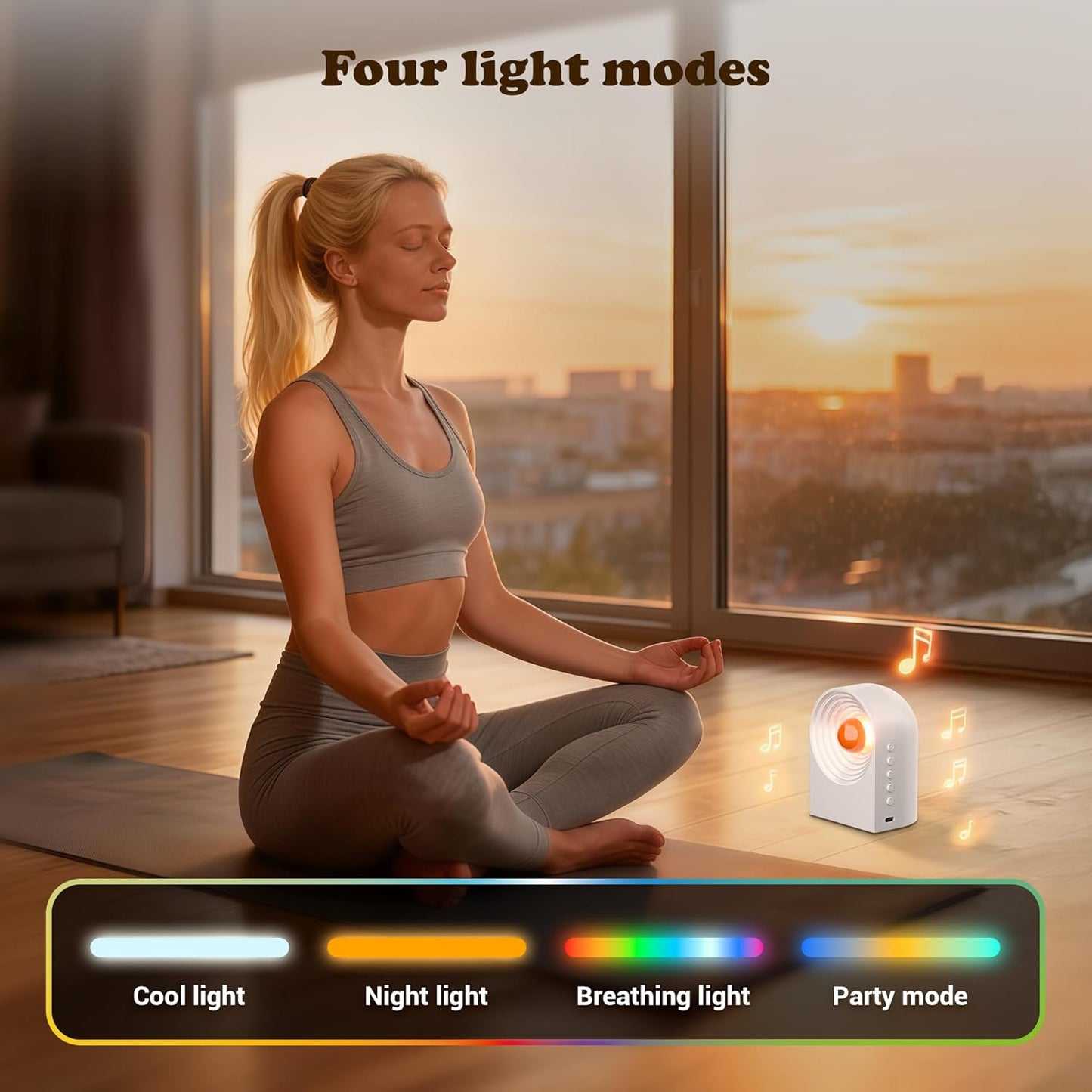 White Noise Sound Machine with Bluetooth Functionality, Night Light, Portable Bluetooth Speaker with Noise Canceling for Office & Sleeping, Meditation, Gathering (White)