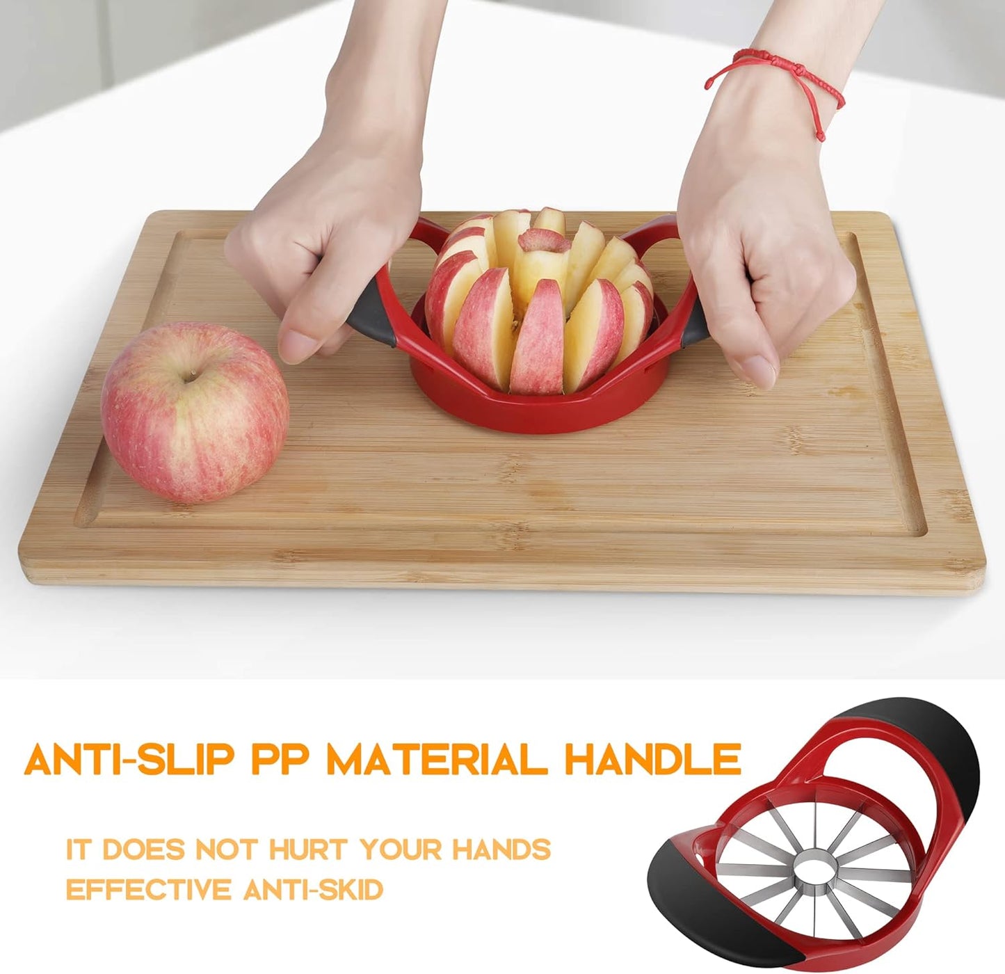 Apple Cutter, Apple Corer and Slicer - Stainless Steel Apple Corer - 4.72 Inch Apple Slicer Tool with 12 Super Sharp Blades, lightweight Apple Slicer and Corer with Anti-slip Handle
