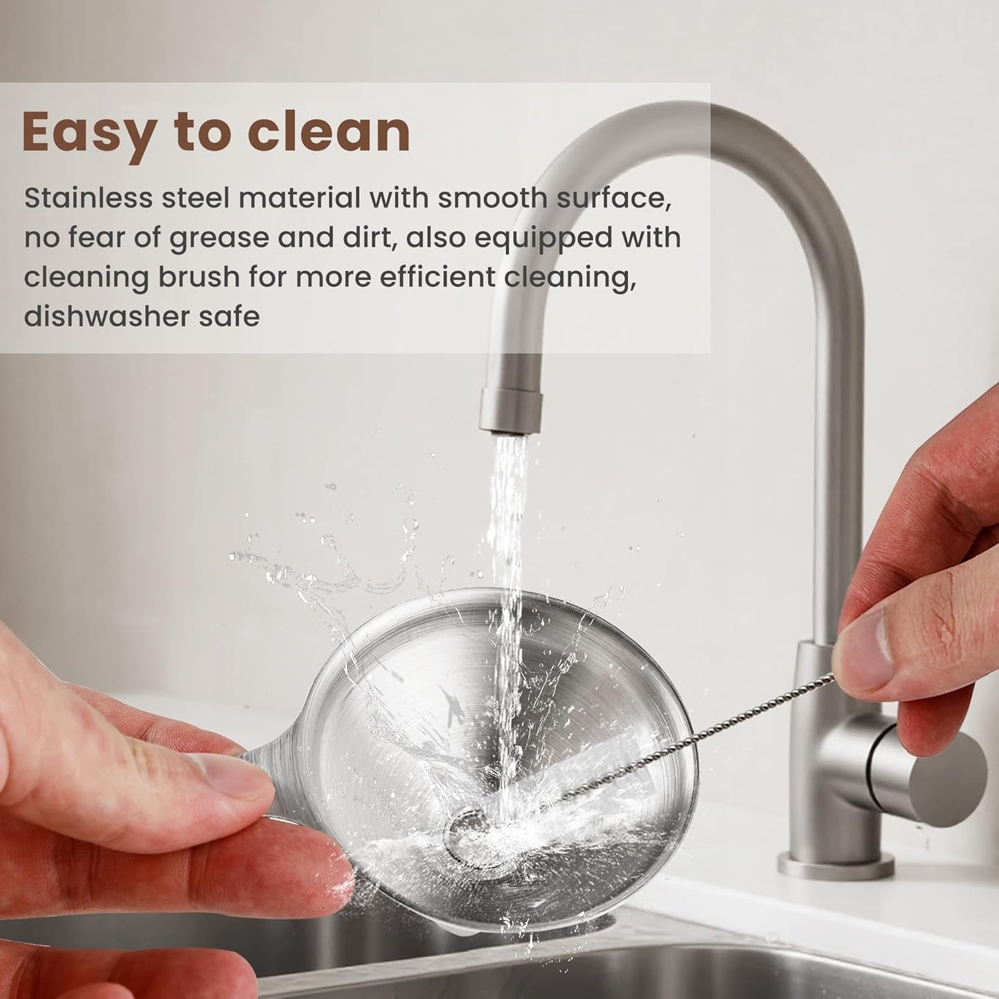 Kitchen Funnel, Stainless Steel Mini Funnel, Set of 3, Perfect for Transferring Liquids, Oils, Powders, Spices, with Round Ring and Cleaning Brush