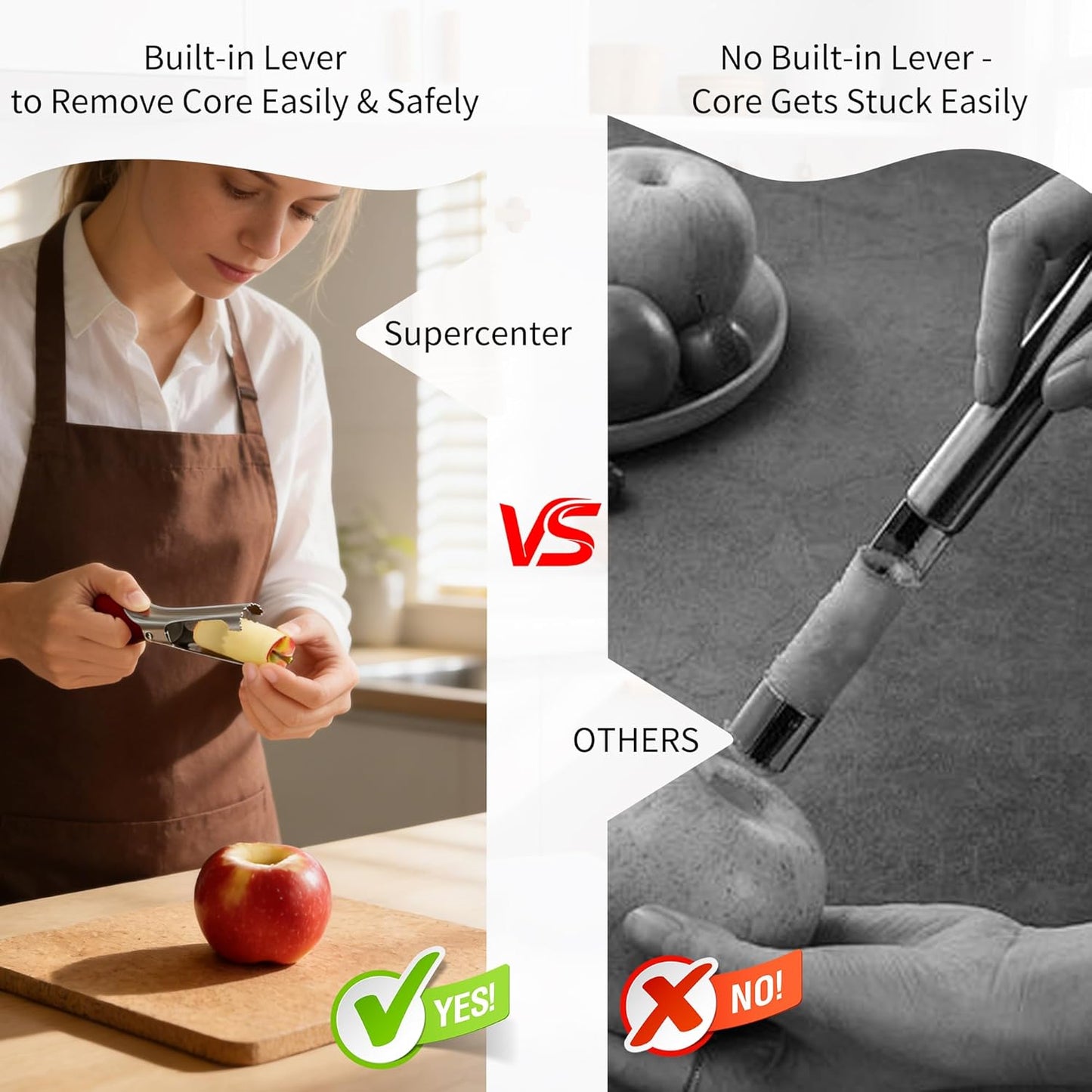 Apple Corer, Stainless Steel Apple Core Remover Tool,Dishwasher Safe