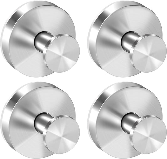 Suction Cup Hooks for Shower, Removable Towel Hooks for Bathroom Window Glass, Powerful Vacuum Shower Hook for Towel, Robe, Loofah - 4 Pack, Sliver