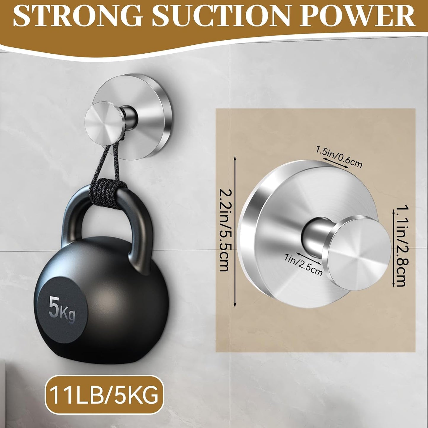 Suction Cup Hooks for Shower, Removable Towel Hooks for Bathroom Window Glass, Powerful Vacuum Shower Hook for Towel, Robe, Loofah - 4 Pack, Sliver