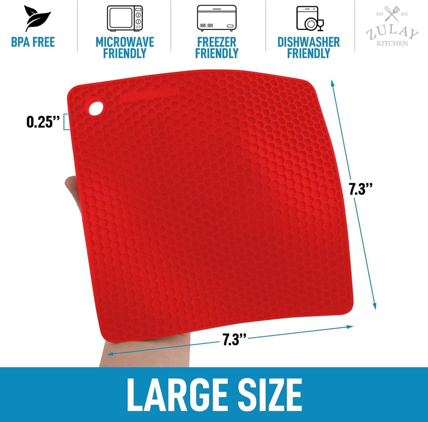 4 Pack Silicone Trivets - 7'x7' Silicone Pot Holders & Coasters - Non Slip, Heat Resistant Mat for Countertop & Table (Red)