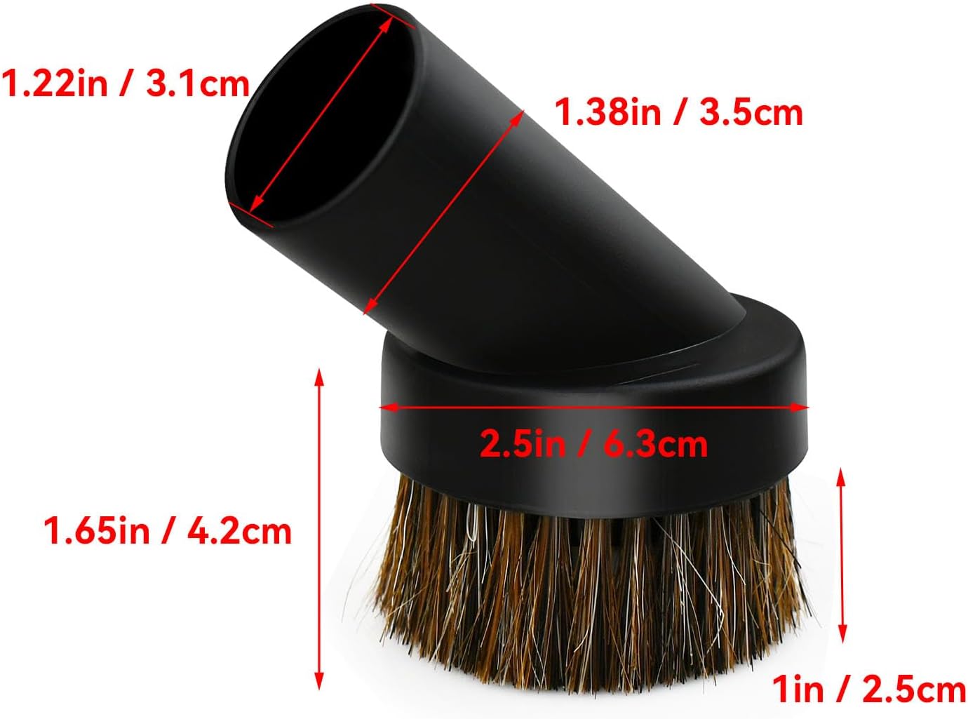 2 Pcs Black Round Dust Brush 25mm Horse Hair for 1.2-1.22in Hose Vacuum Cleaners Accessories