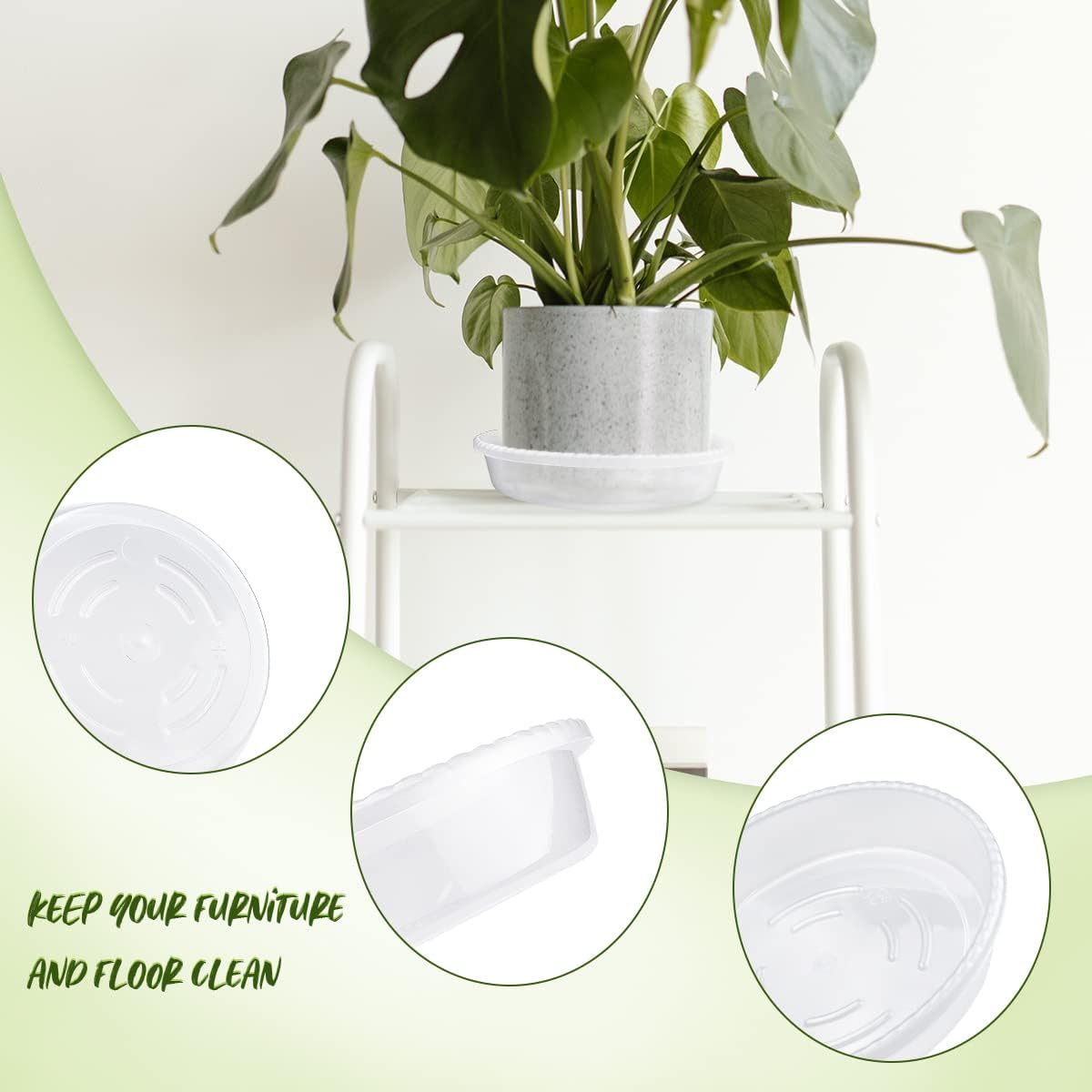 9 Pack Clear Plastic Plant Saucer, Durable Plant Trays Flower Plant Pot Saucer Plant Container Accessories for Indoors & Outdoors, Stop Messes & Stains in Your Garden (6"+8"+10")