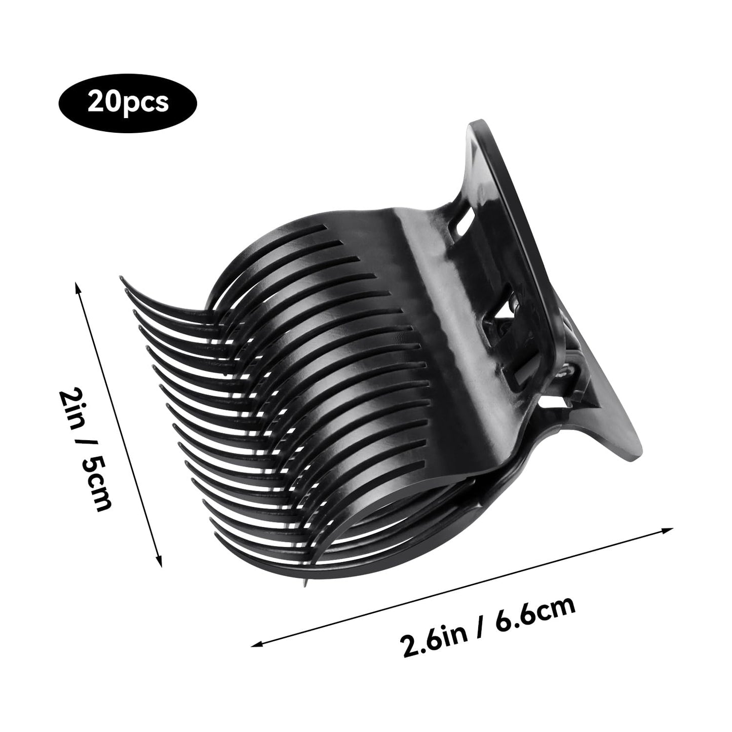 20 Pcs Hot Roller Clips for Hair, Curler Claw Clip for Women Hair Section Styling (Black, 2inch)