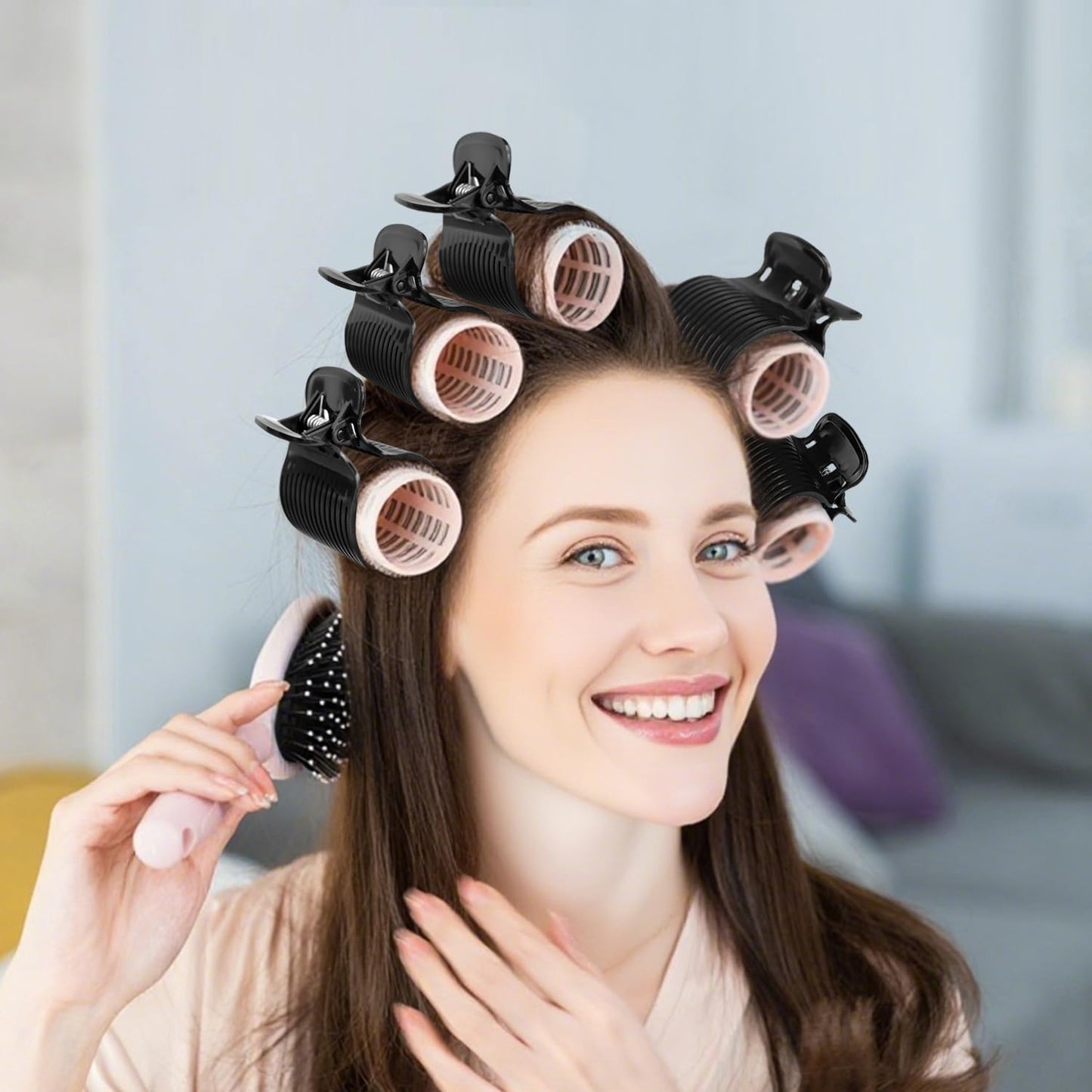 20 Pcs Hot Roller Clips for Hair, Curler Claw Clip for Women Hair Section Styling (Black, 2inch)