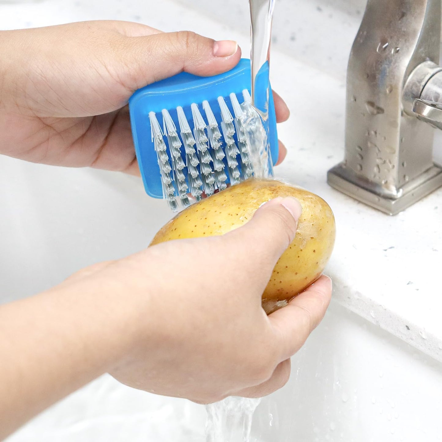 3 Piece Potato Scrubber Brush Vegetable Brush Comfortable Finger Grip Fruit Cleaning Tools for Washing Fruit Mushrooms Carrot or Tough-Skinned Vegetables(3 Color)