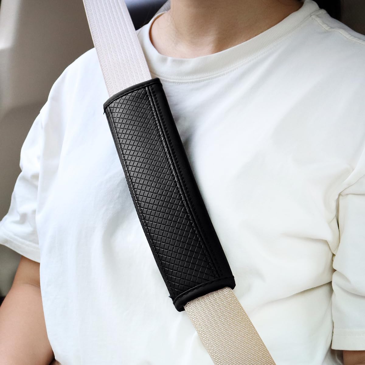 2-Pack Car Seat Belt Cover Pad Fiber Leather Seatbelt Shoulder Strap Covers Soft Comfort Skin-Friendly Universal Black Seatbelt Cover