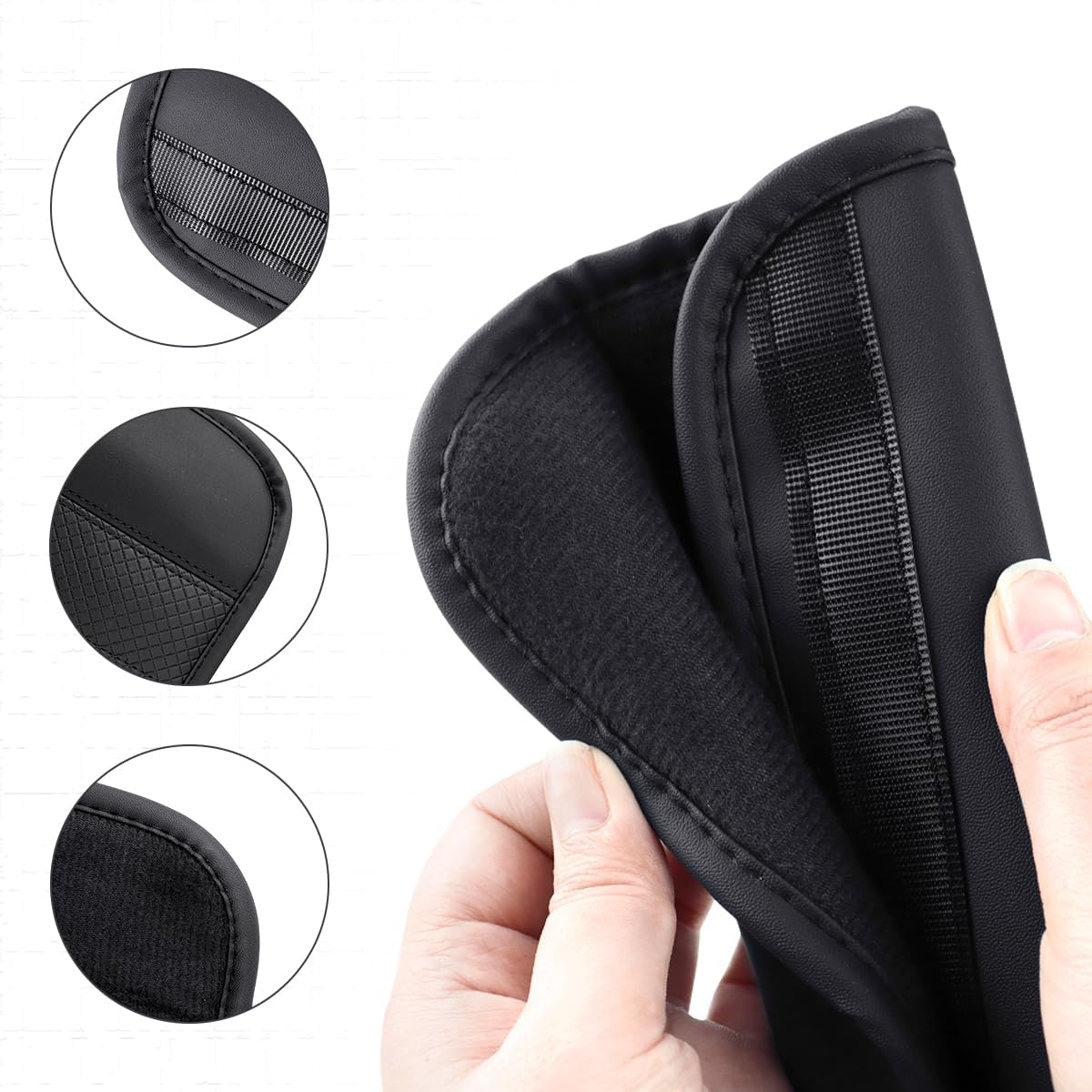 2-Pack Car Seat Belt Cover Pad Fiber Leather Seatbelt Shoulder Strap Covers Soft Comfort Skin-Friendly Universal Black Seatbelt Cover