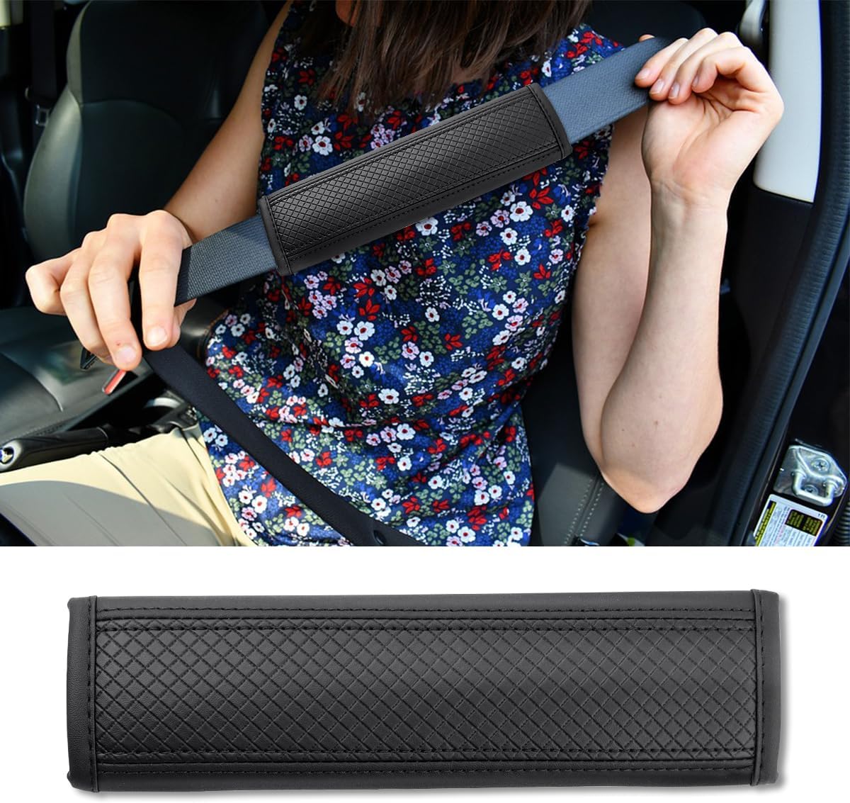 2-Pack Car Seat Belt Cover Pad Fiber Leather Seatbelt Shoulder Strap Covers Soft Comfort Skin-Friendly Universal Black Seatbelt Cover