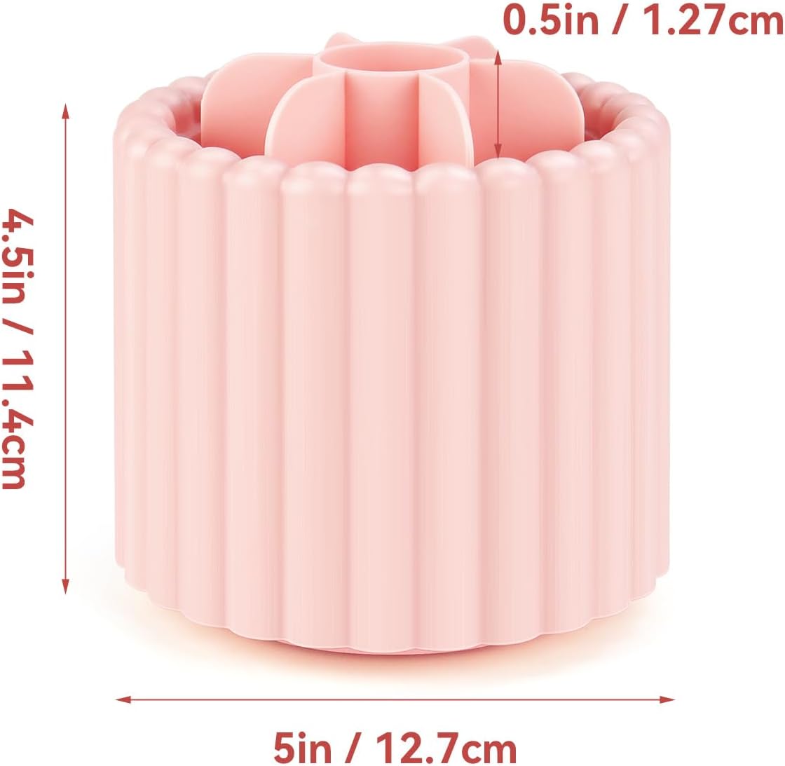 1 Pack 360° Rotating Makeup Brush Organizer, 7 Slot Make up Brush Holder for Vanity, Dresser, Desk (Pink)