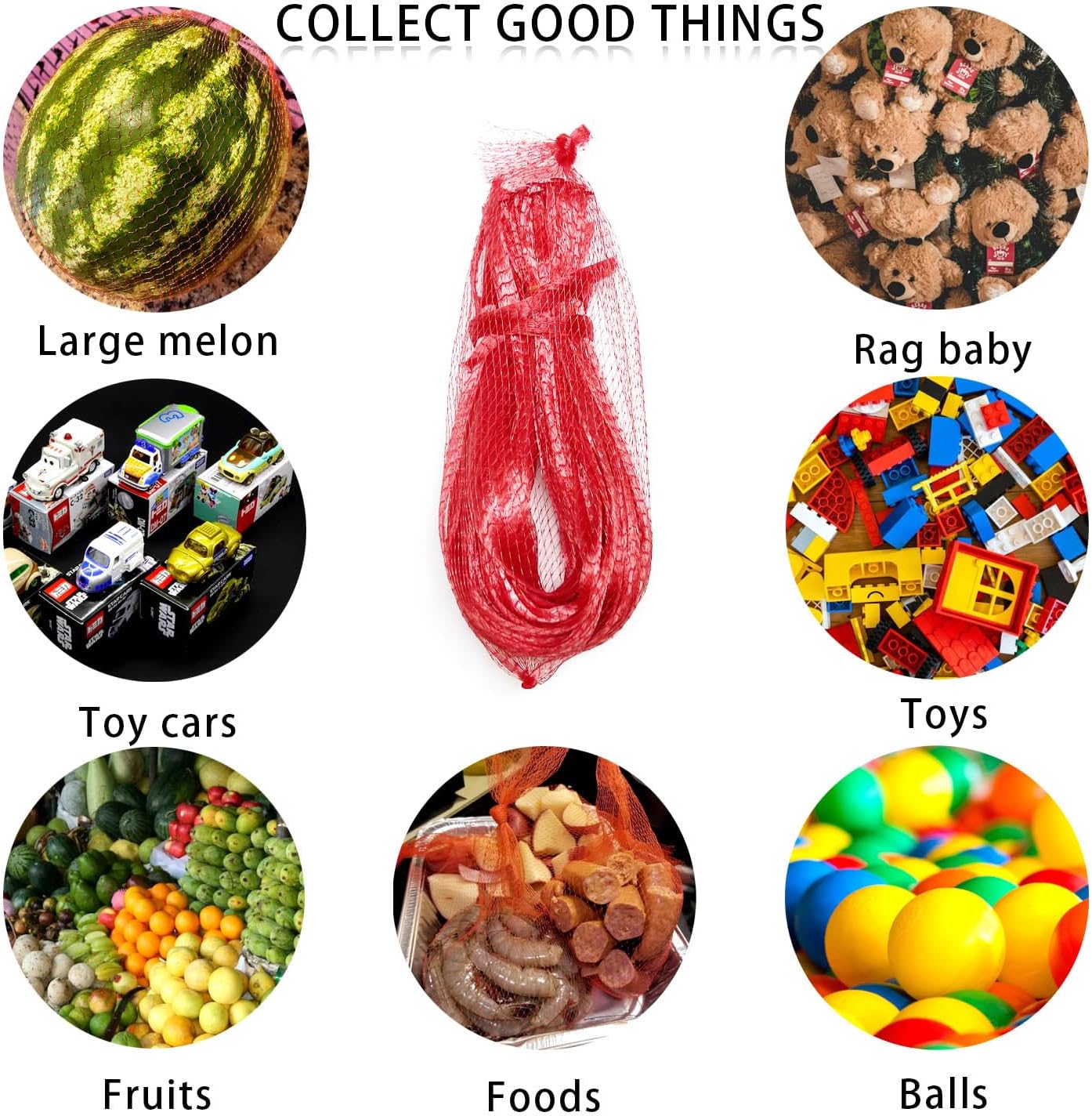 100Pcs Reusable Mesh Produce Bags Nylon Netting, 20 Inch Red Seafood Bag Onion Potato Garlic Storage Bag