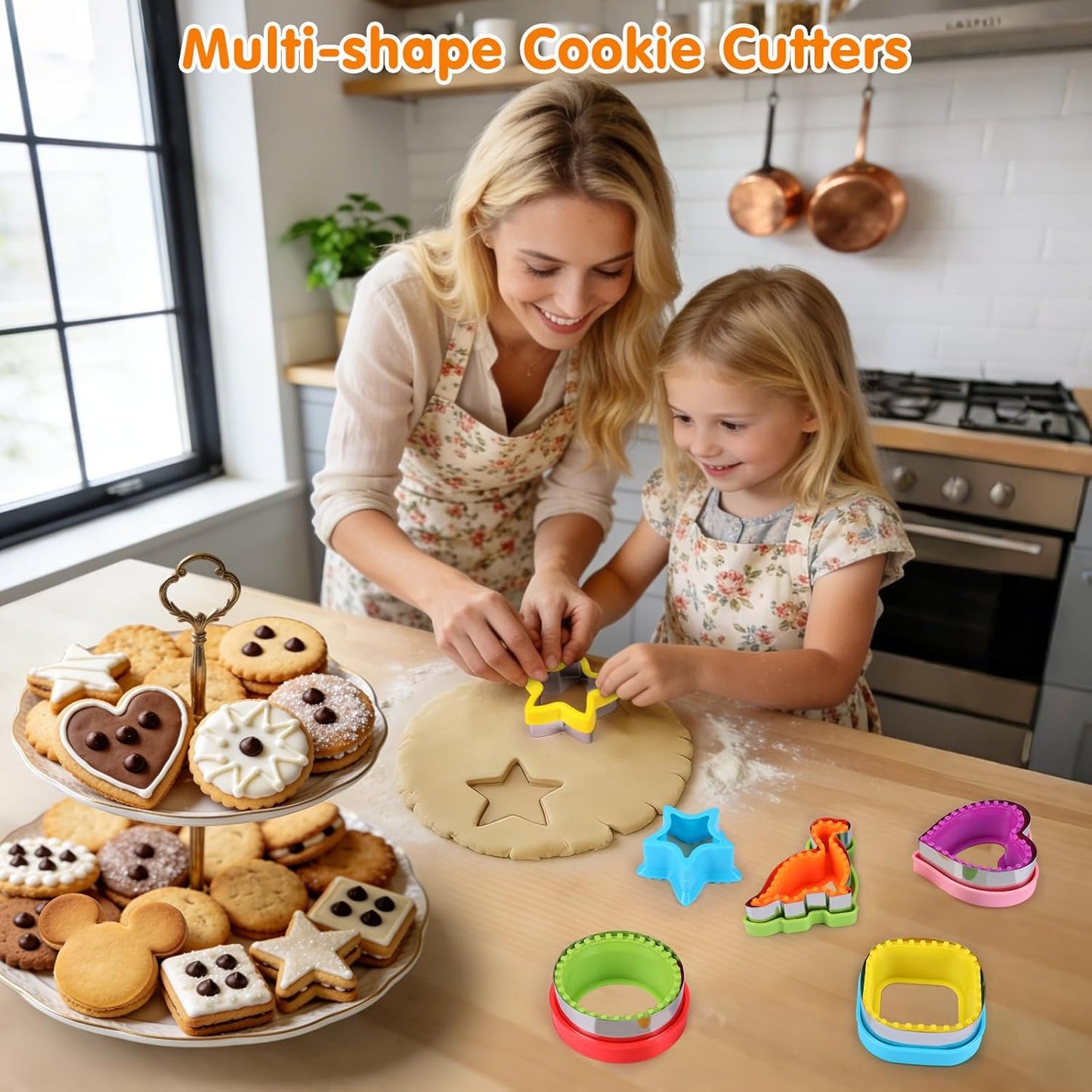 Sandwich Cutter and Sealer Set 4 Pcs Bread Decruster Sandwich Cutter Pancake Maker Heart Square Circle Dinosaur Shape DIY Cookie Cutters Gift for Kids Adult Boys Girls