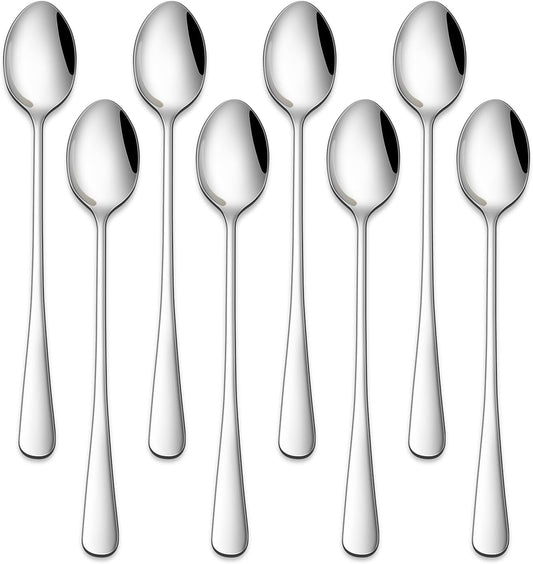 7.5 Inches Stainless Steel Iced Tea Spoons,Set Of 8 Long Stirring Spoons For Coffee,Cocktail,Ice Cream,Long Handle Iced Teaspoons,Latte Spoons For Mixing