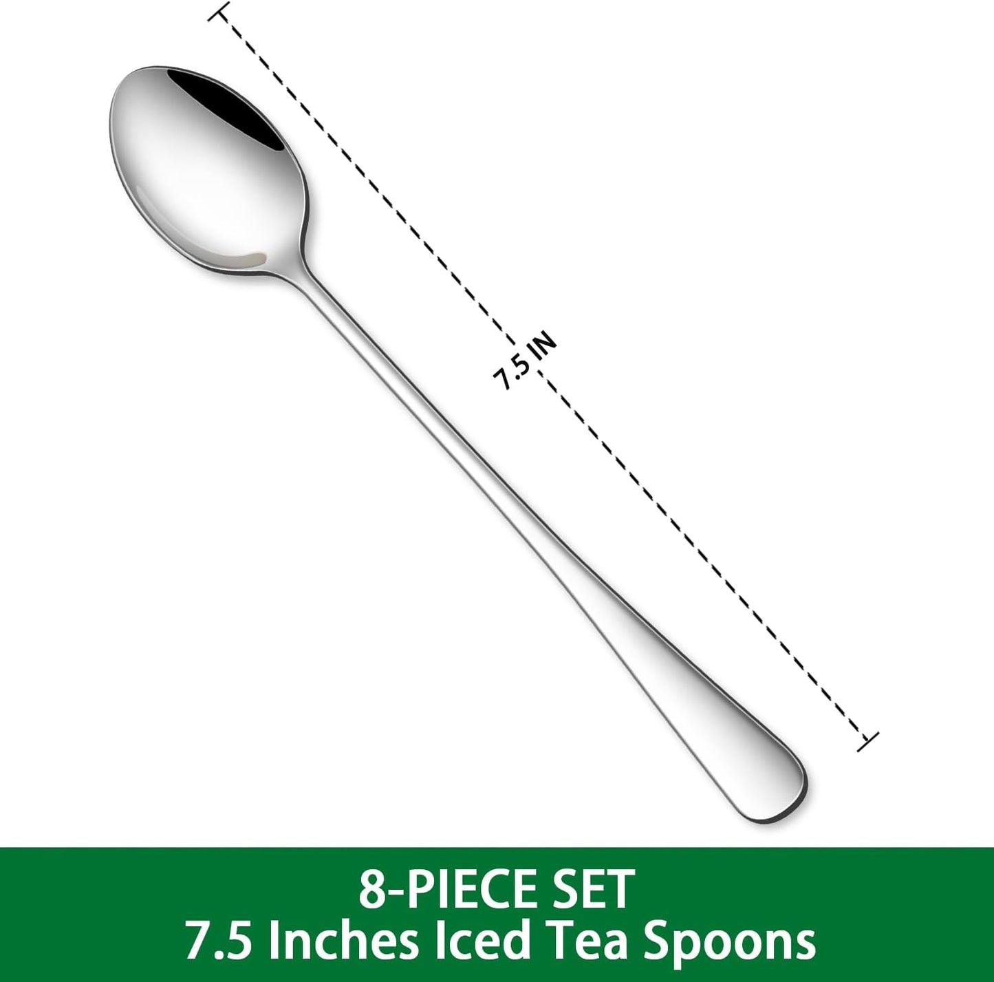 7.5 Inches Stainless Steel Iced Tea Spoons,Set Of 8 Long Stirring Spoons For Coffee,Cocktail,Ice Cream,Long Handle Iced Teaspoons,Latte Spoons For Mixing