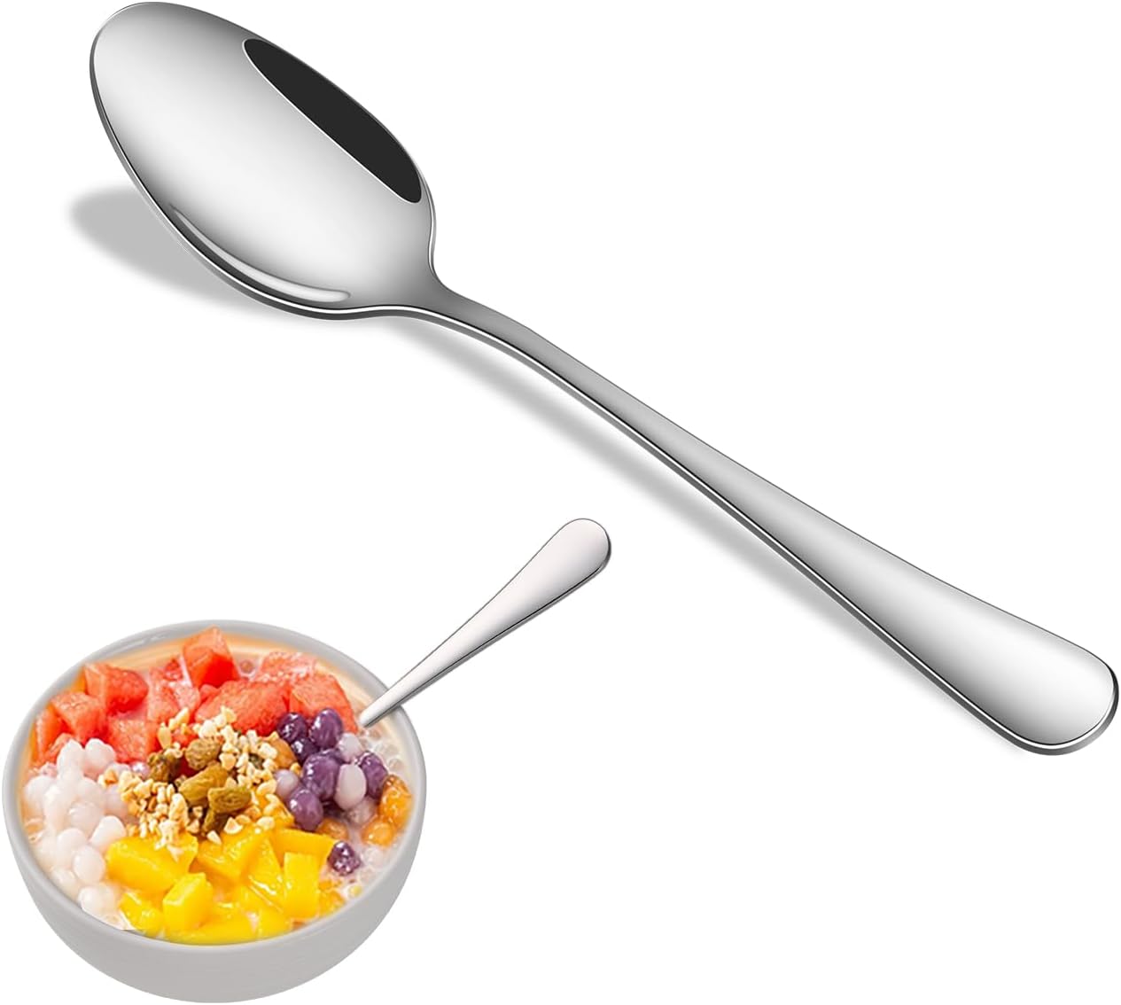 8-Piece 6.7 Inches Stainless Steel Tea Spoon,Durable Dishwasher Safe Teaspoons,Silverware Dessert Spoons For Kitchen,Small Spoons For Restaurant,Hotel