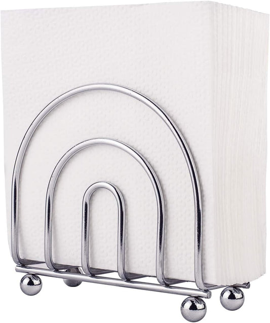 Paper Napkin Holder Tissue Dispenser for Kitchen Countertops, Dining Table, Picnic Table, Indoor & Outdoor Use, Chrome Finish (Classic)