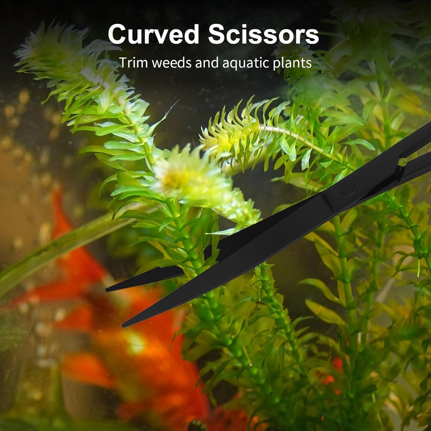 Aquarium Aquascape Tools Kit - 4 in 1 Terrarium Decor Supplies with Long Tweezers Feeding Tongs, Aquarium Scissors, Algae Scraper, Live Fish Plants Tank Accessories Cleaning Trimming Kit