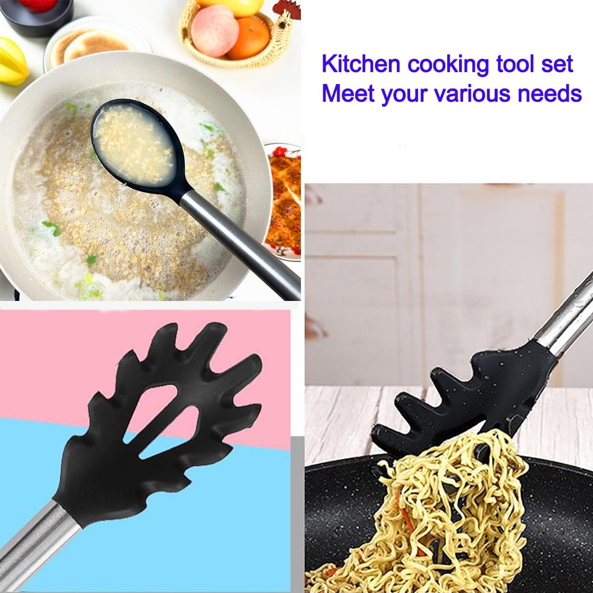 4Pcs Silicone Spatula Turner Slotted Spatula Set Spoon, Spatulas Silicone Heat Resistant Wok Rubber Spatulas for Nonstick Cookware Spatula Cooking Kitchen Utensils Set
