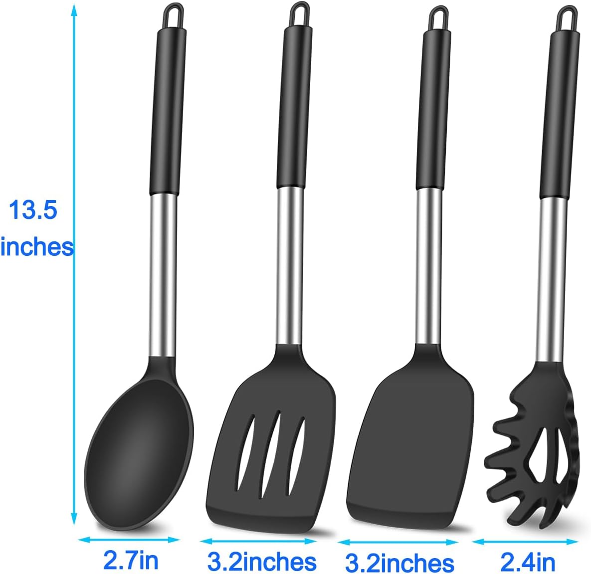 4Pcs Silicone Spatula Turner Slotted Spatula Set Spoon, Spatulas Silicone Heat Resistant Wok Rubber Spatulas for Nonstick Cookware Spatula Cooking Kitchen Utensils Set