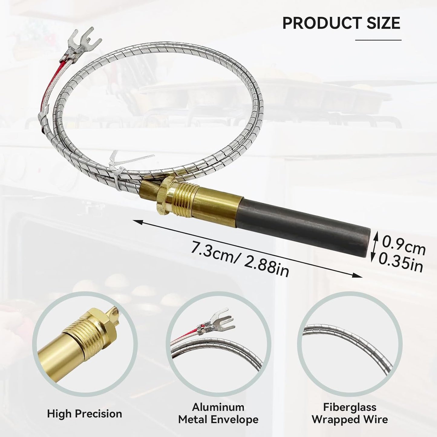 750mv Thermopile for Gas Fireplace, 24” Thermopile Generators Q313A Fit for Stove Gas Ovens/Gas Fireplace/Water Heater, Thermopile Assemblies Replacement (24'' Thermopile)