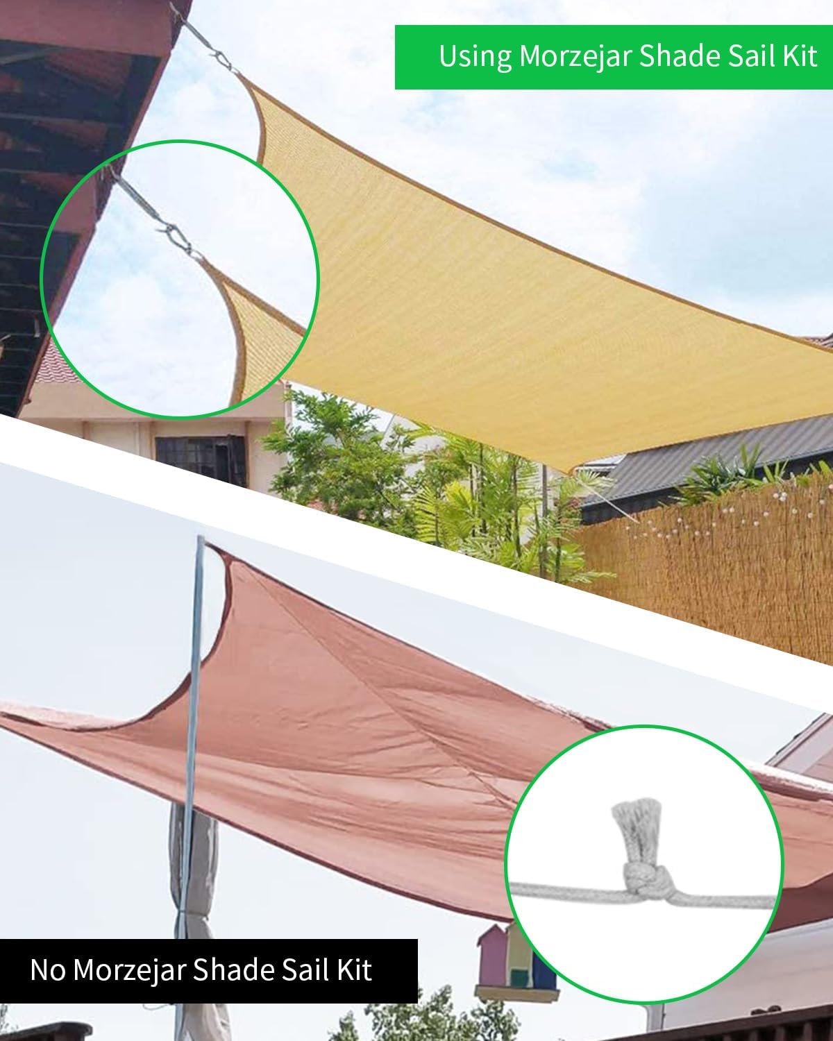 Sun Shade Sail Hardware Kit, 304 Stainless Steel Sunshades Canopy Installation Kit for Garden Rectangle & Triangle Shade Sails, Heavy Duty Shade Sail Fixing Accessories, Awning Attachment Set
