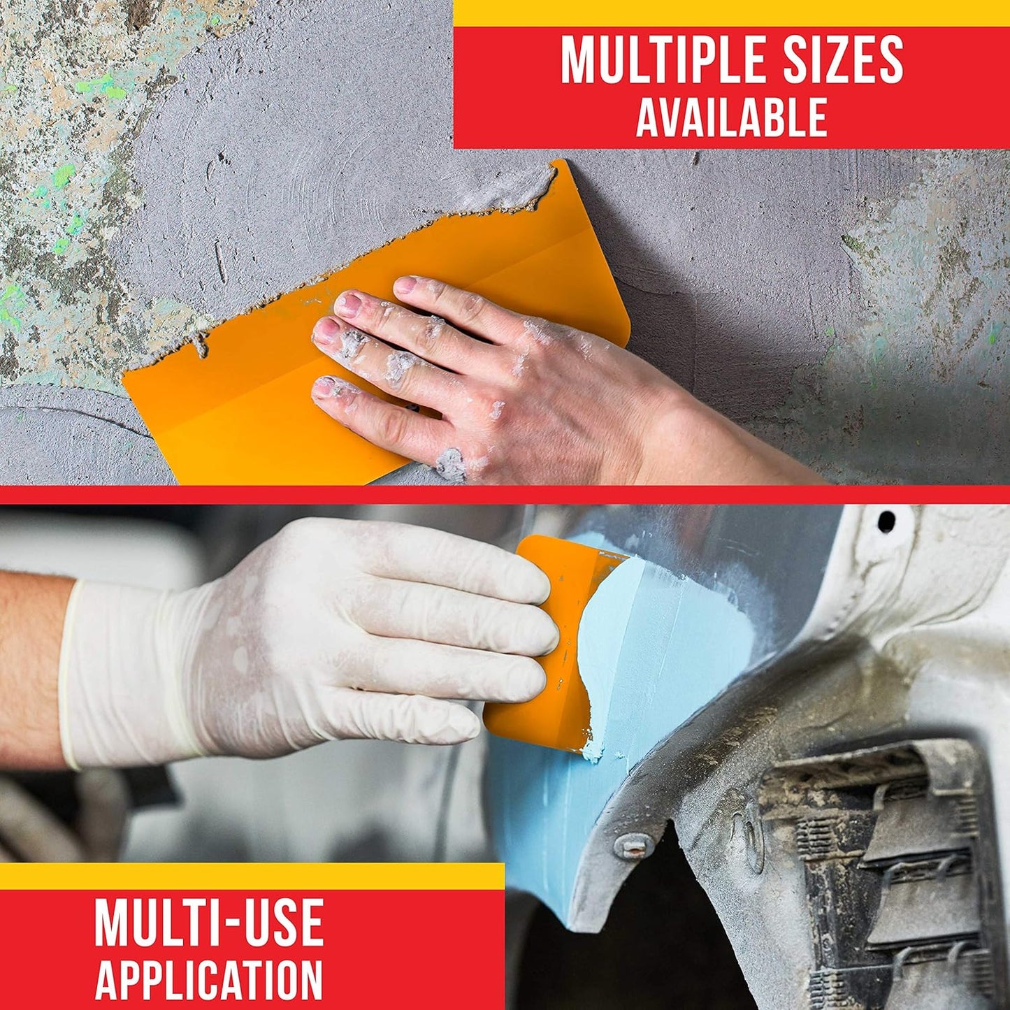 4, 5, & 6 Inch Plastic Body Filler Spreader Tools for Automotive Body Fillers, Putties, Glazes, Epoxy Resin, Caulk, Glues - Plastic Spreader Tool Variety Pack