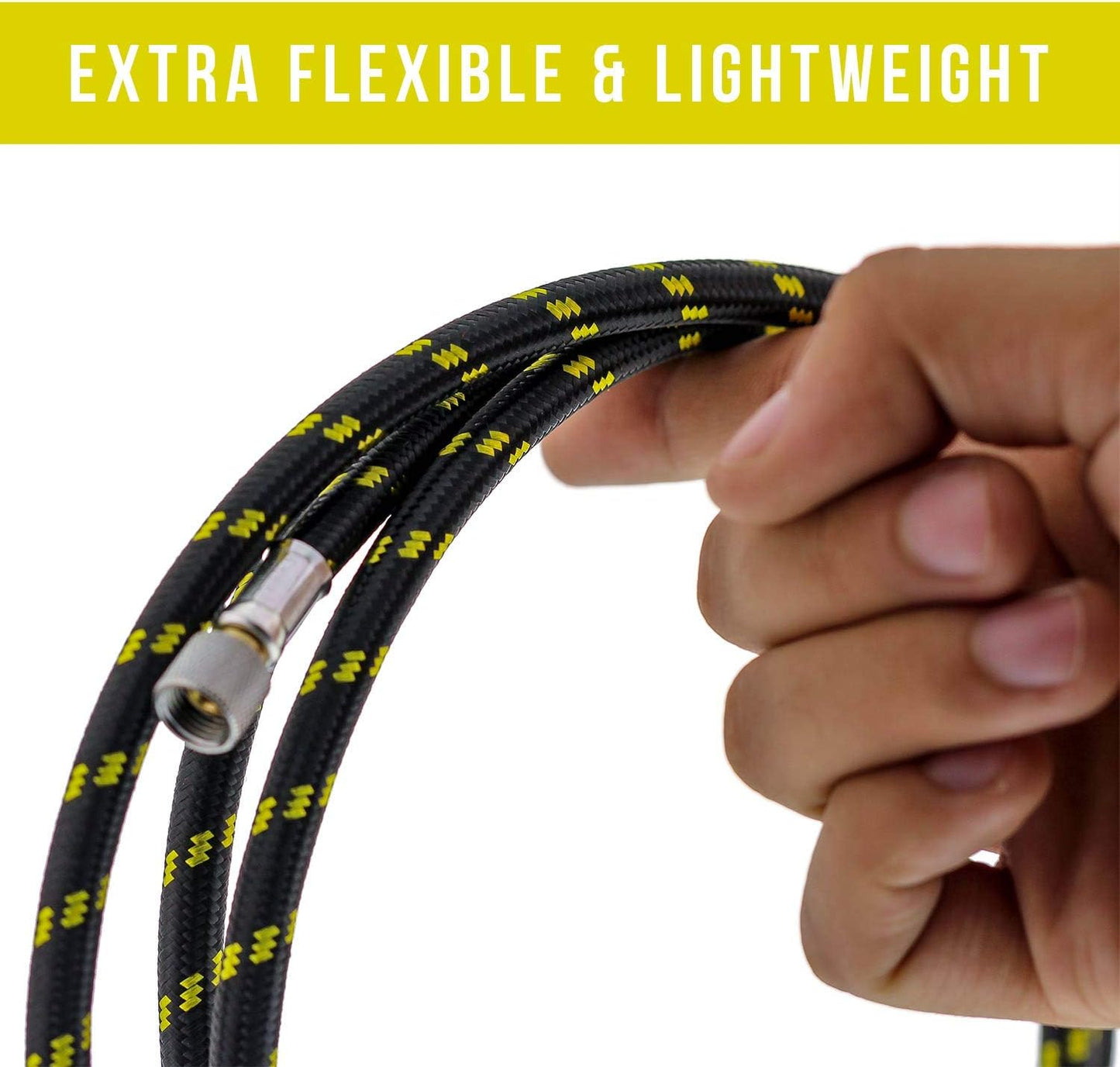 Premium 10 Foot Nylon Braided Airbrush Hose with Standard 1/8" Size Fittings on Both Ends (Hose Color May Vary)