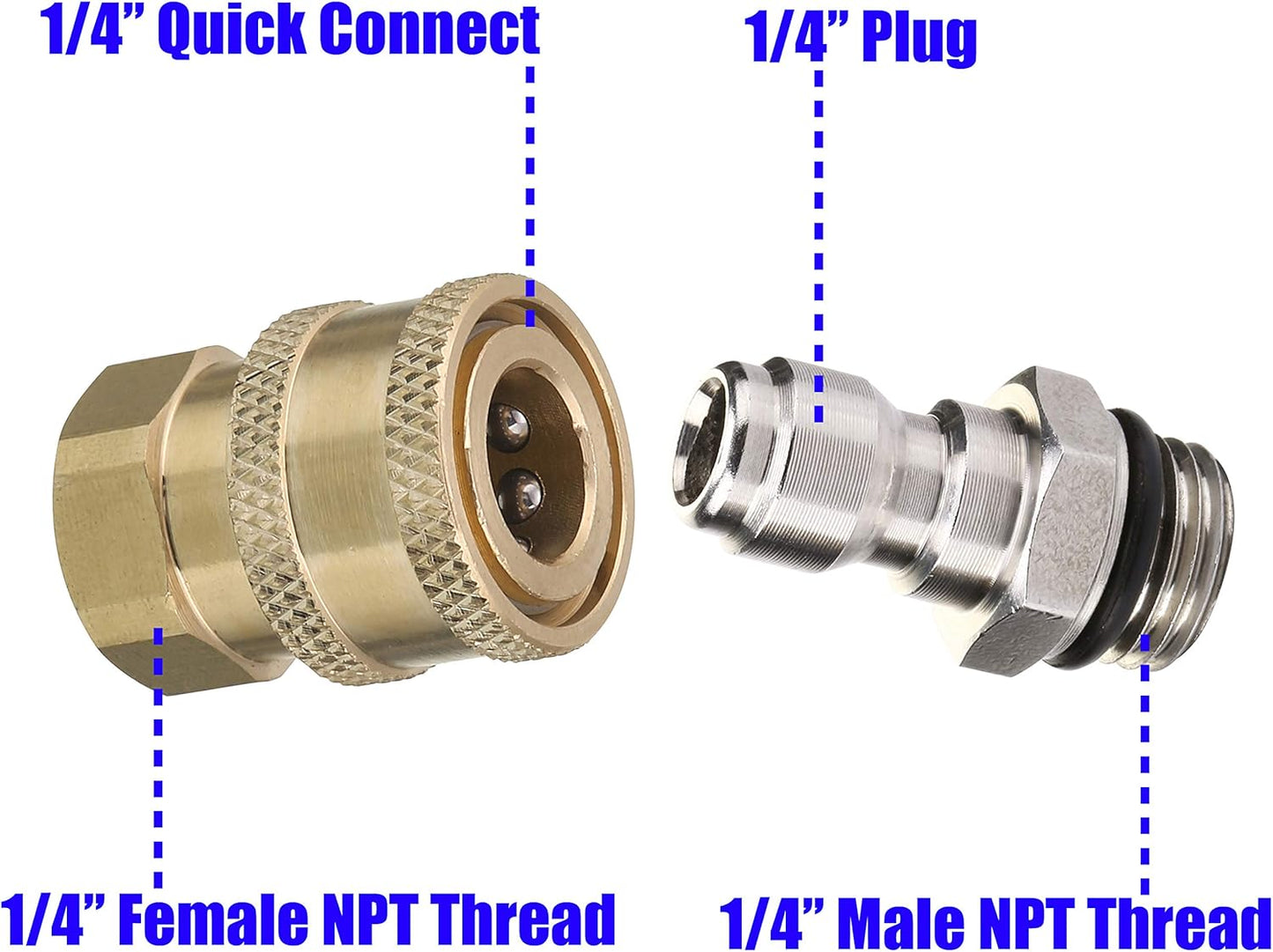 Pressure Washer Adapter Set, 1/4 Inch Quick Disconnect Kit, 5000 PSI