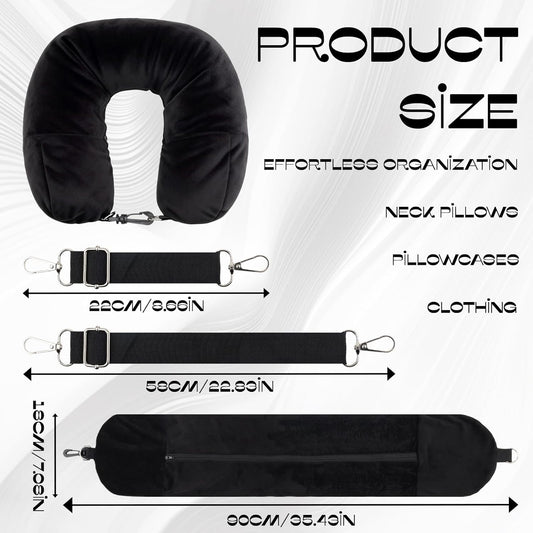 1-Pack Stuffable Travel Pillow for Extra Luggage - Travel Neck Pillow with Adjustable Neck Size - Multifunctional Velvet Neck Pillowcas - Sleeping Rest Cushion Travel Essentials