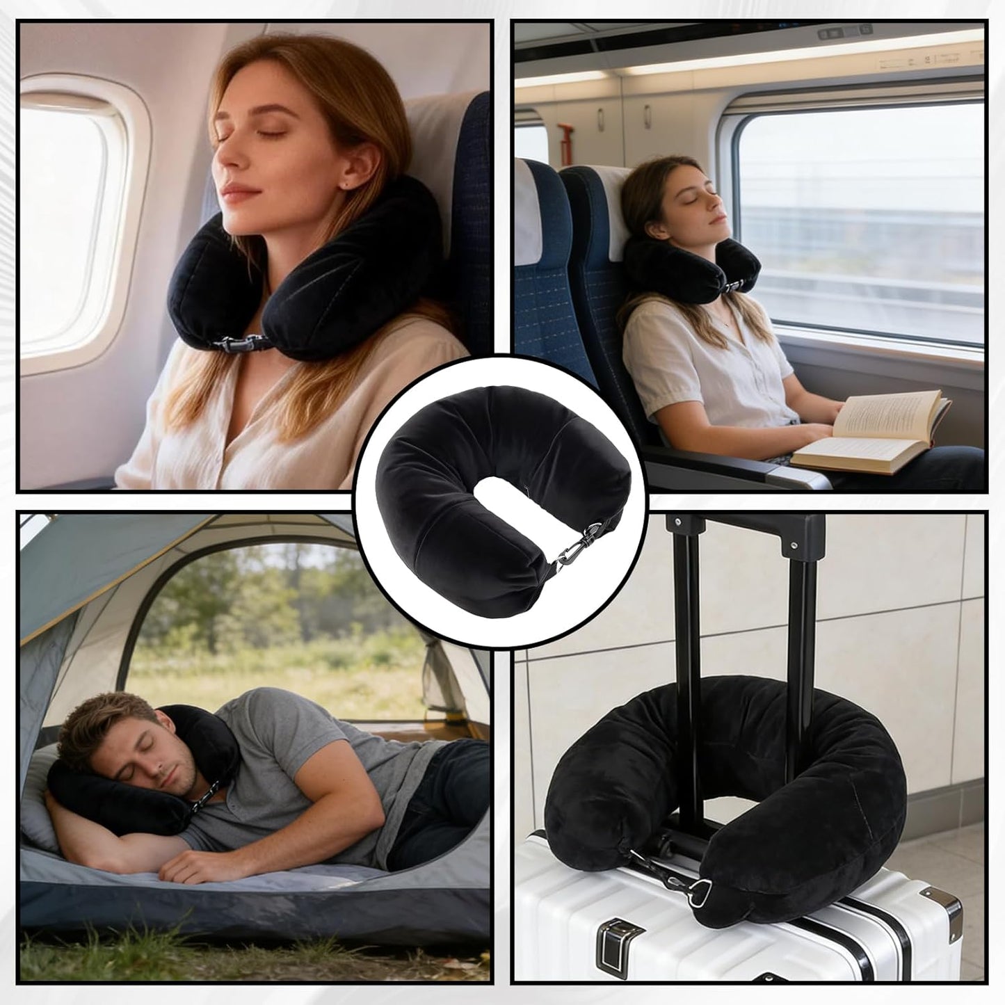 1-Pack Stuffable Travel Pillow for Extra Luggage - Travel Neck Pillow with Adjustable Neck Size - Multifunctional Velvet Neck Pillowcas - Sleeping Rest Cushion Travel Essentials
