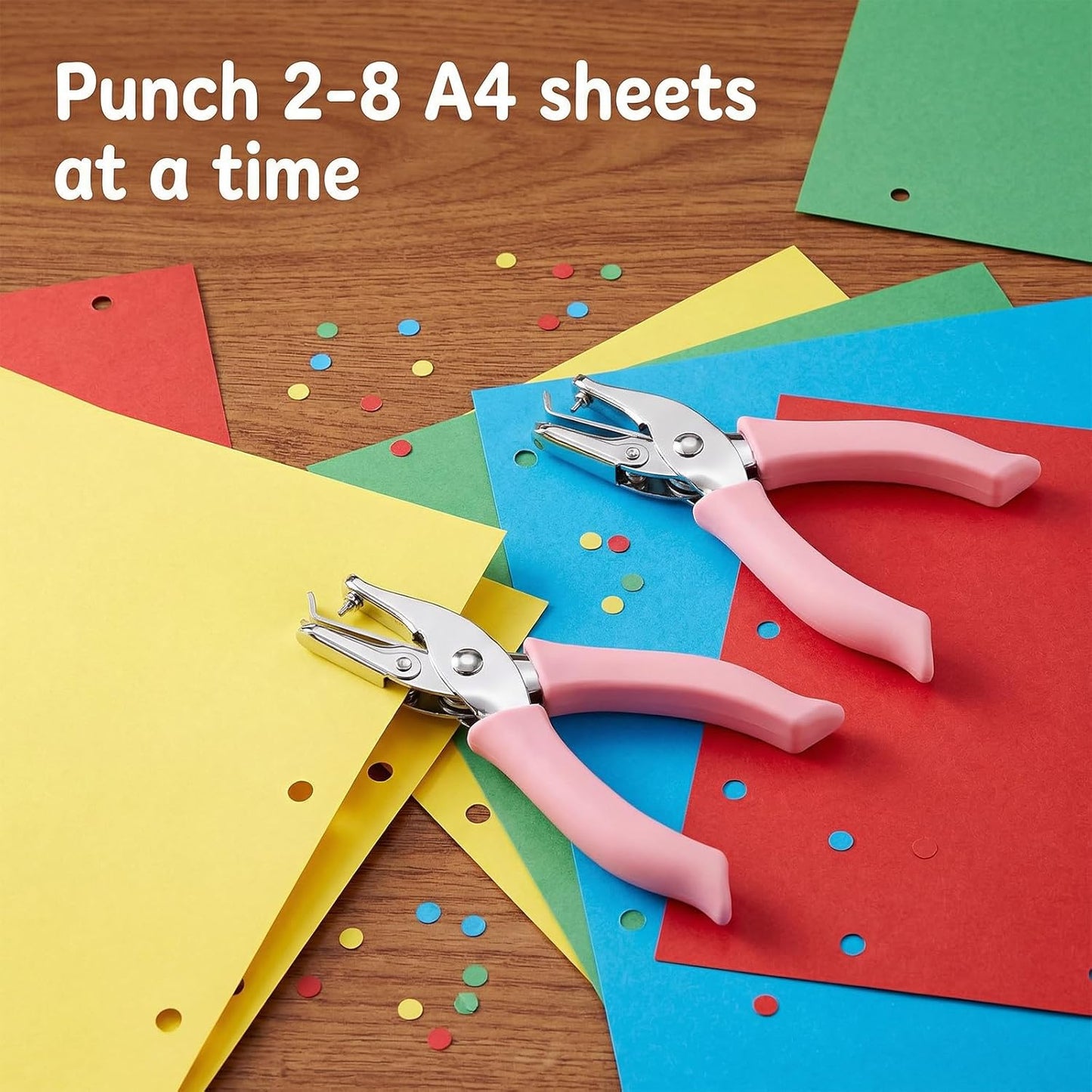 2-Pack Single Hole Punch - 1.5mm & 3mm Dot Paper Hole Puncher for Crafts - One Hole Puncher with Soft Grip Handle - Handheld Circle Punch for Paper Crafts in Home, Office, Classroom Pink