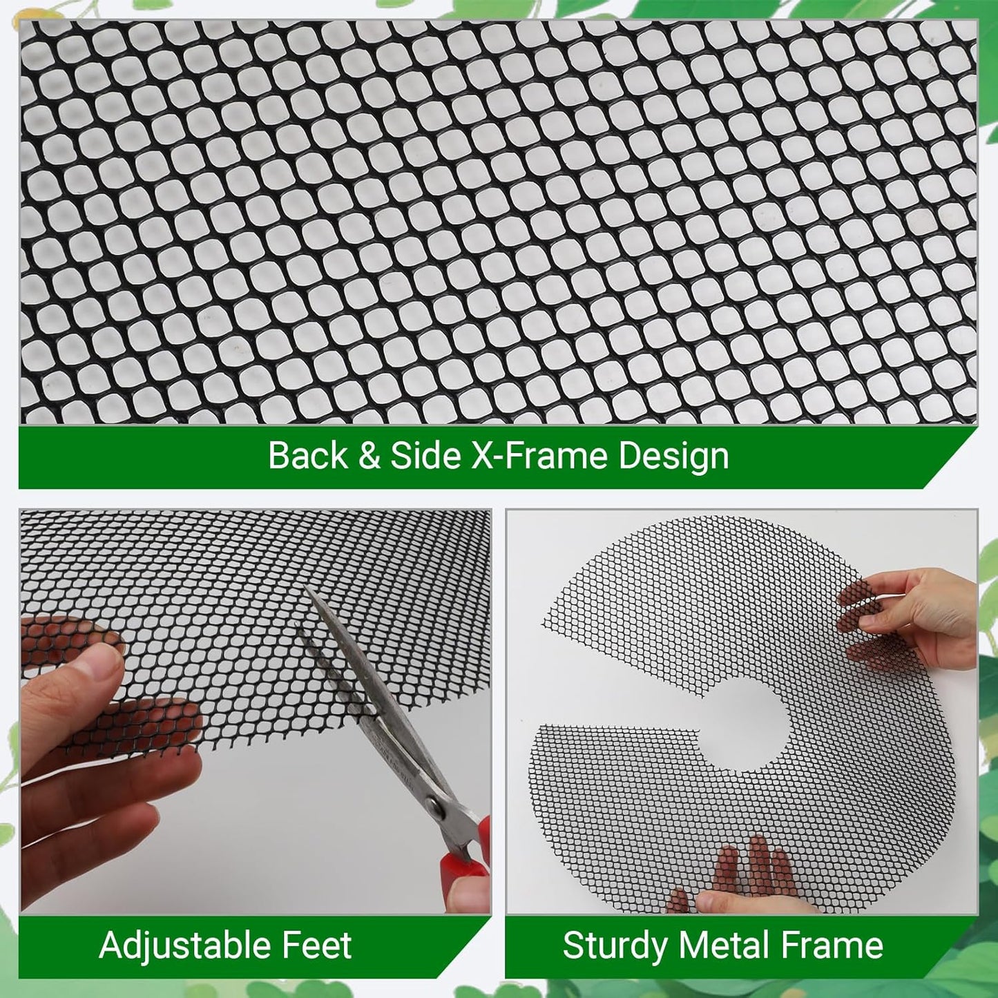 4-Pack Plant Pot Grids- 15.7 Inch Cuttable Mesh Plant Pot Soil Covers -Protectors from Animals - Plant Protector Ring for Indoor Outdoor Garden Plant Landscaping
