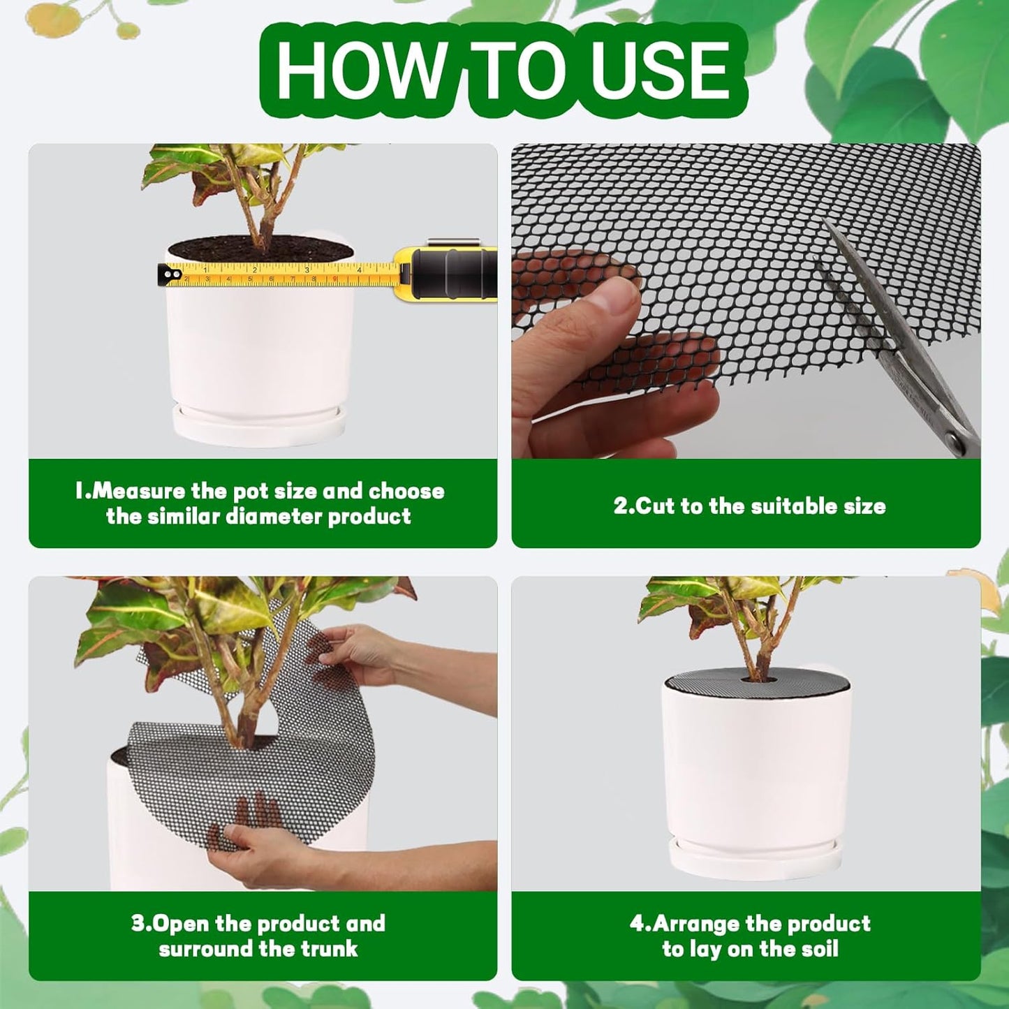 4-Pack Plant Pot Grids- 15.7 Inch Cuttable Mesh Plant Pot Soil Covers -Protectors from Animals - Plant Protector Ring for Indoor Outdoor Garden Plant Landscaping