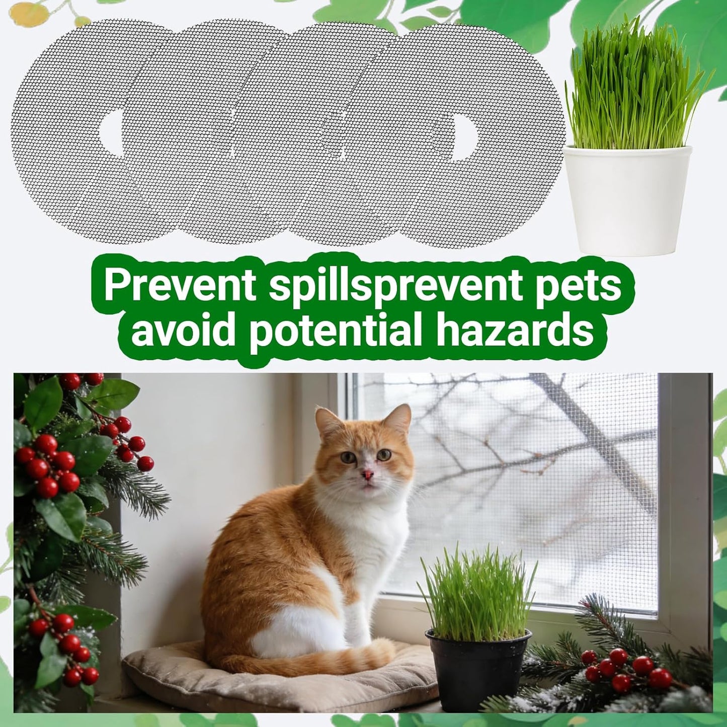 4-Pack Plant Pot Grids- 15.7 Inch Cuttable Mesh Plant Pot Soil Covers -Protectors from Animals - Plant Protector Ring for Indoor Outdoor Garden Plant Landscaping