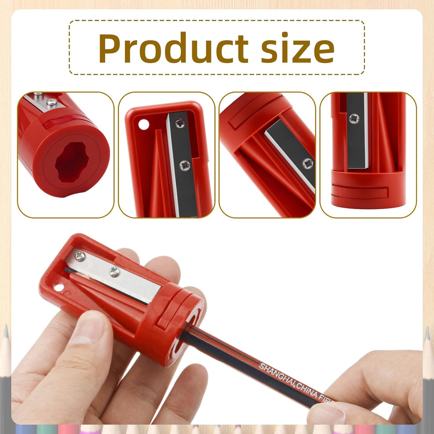 4 Pack Carpenter Pencil Sharpener, Manual Contractor Pencil Sharpener, Portable Woodworking Pencil Sharpeners Cutter Shaver Narrow Sharpening Tool for Woodworking Tool