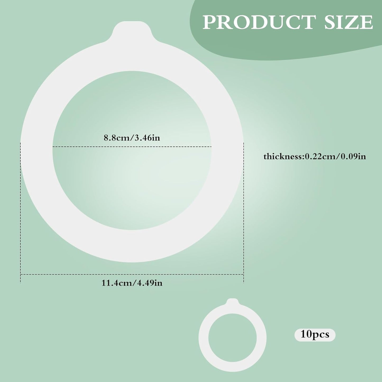 10PCS Silicone Jar Gaskets Replacement - Rubber Seals Rings Airtight Gasket Sealing for 4.2-4.3 Inch Mouth Glass Canning Jars Lids - Leak Proof Rubber Seals Rings - 4.5 Inch(Outer Diameter)