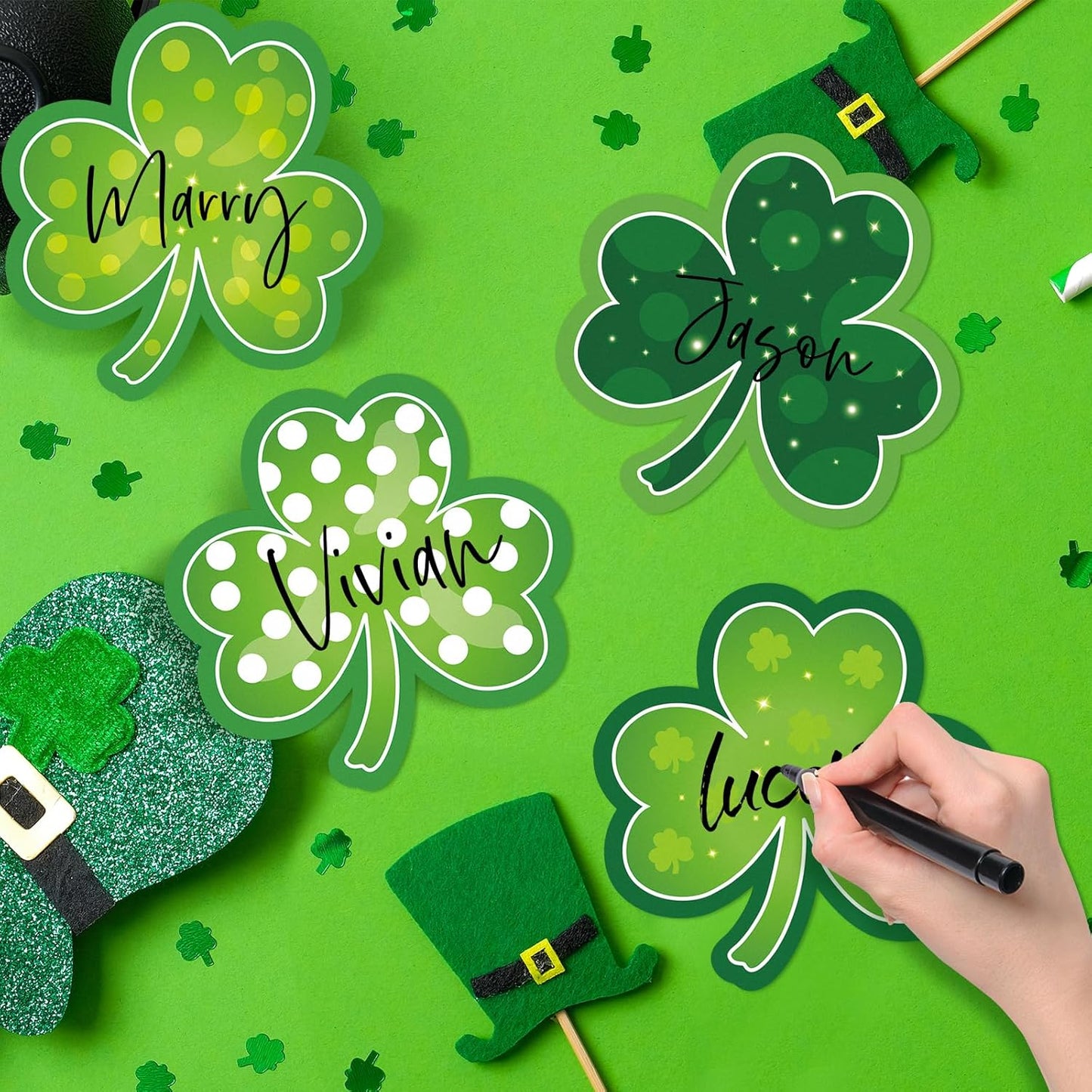 Shamrocks Clover Cutouts for Classroom Bulletin Board Decorations,Large St. Patrick's Day Shamrock Paper Cutouts for School Office Ireland Party Supplies (6 x 6 Inch,40 Pcs)