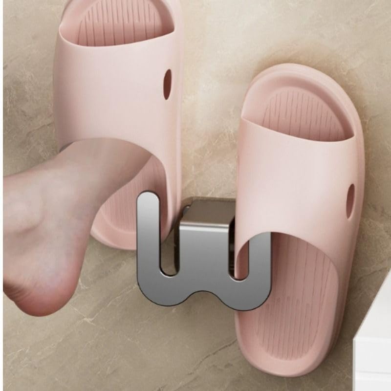 Wall-Mounted Aluminium Slipper Holder - Self-Adhesive Space-Saving Organizer - 2 Pack