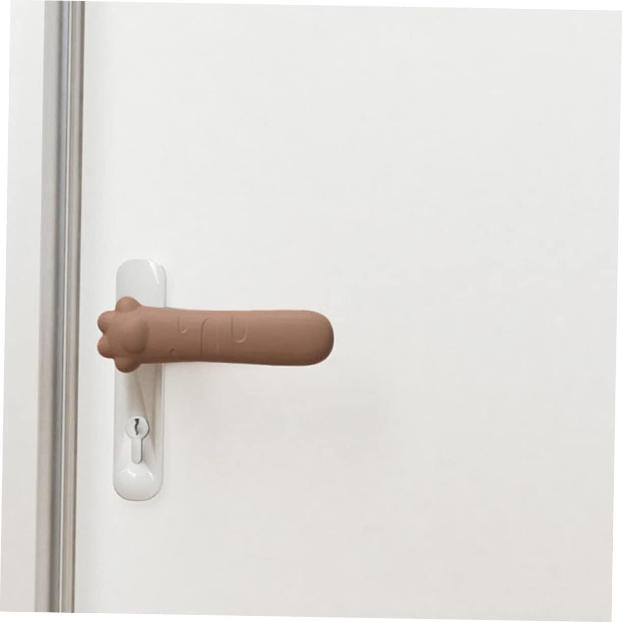 Silicone Door Handle Cover 1 Pack Child Safe Anti-Collision Paw Design Brown